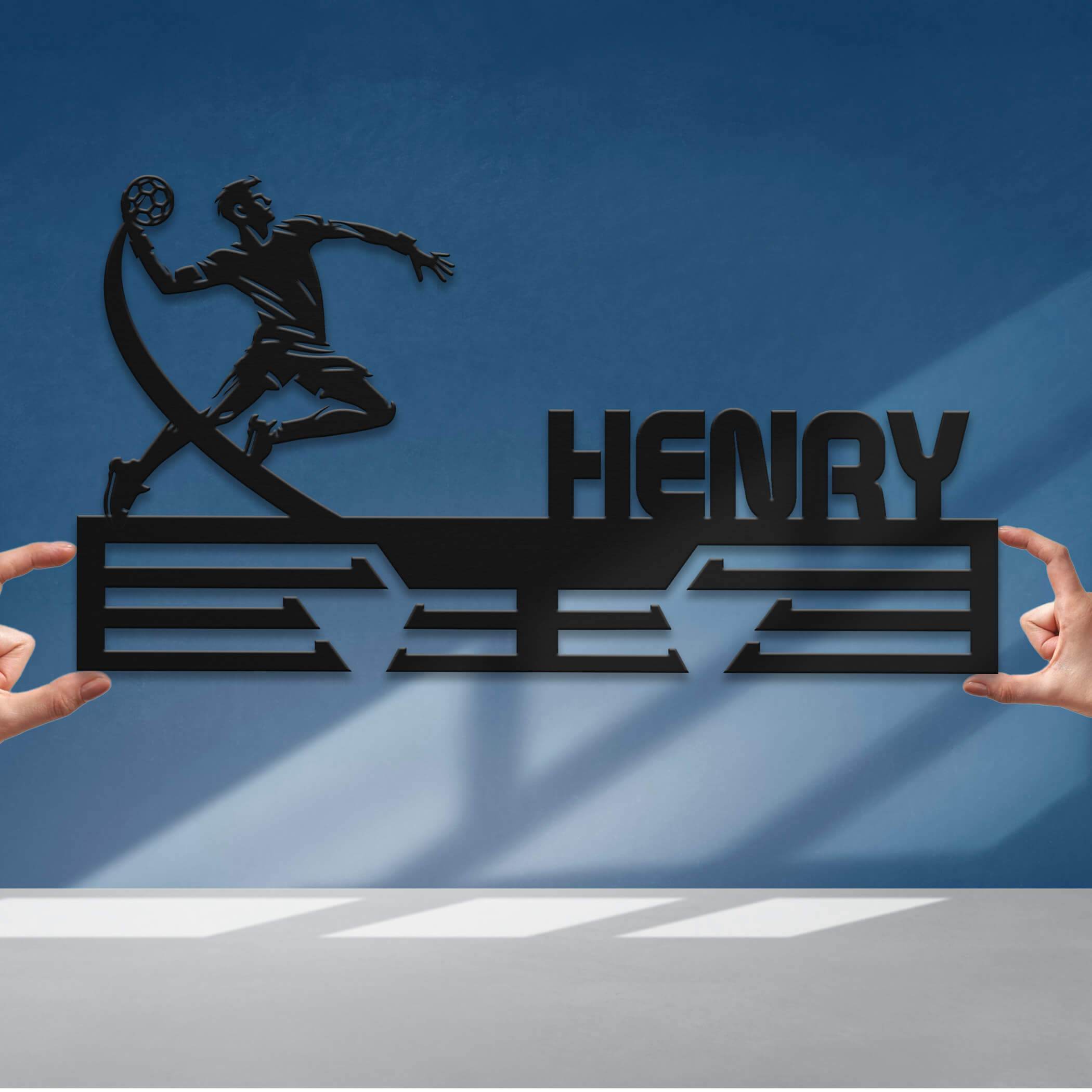 Personalized Handball Medal Hanger – Stainless Steel Medal Display Rack – Custom Wall Holder for Handball Awards and Gifts - Champion Hanger