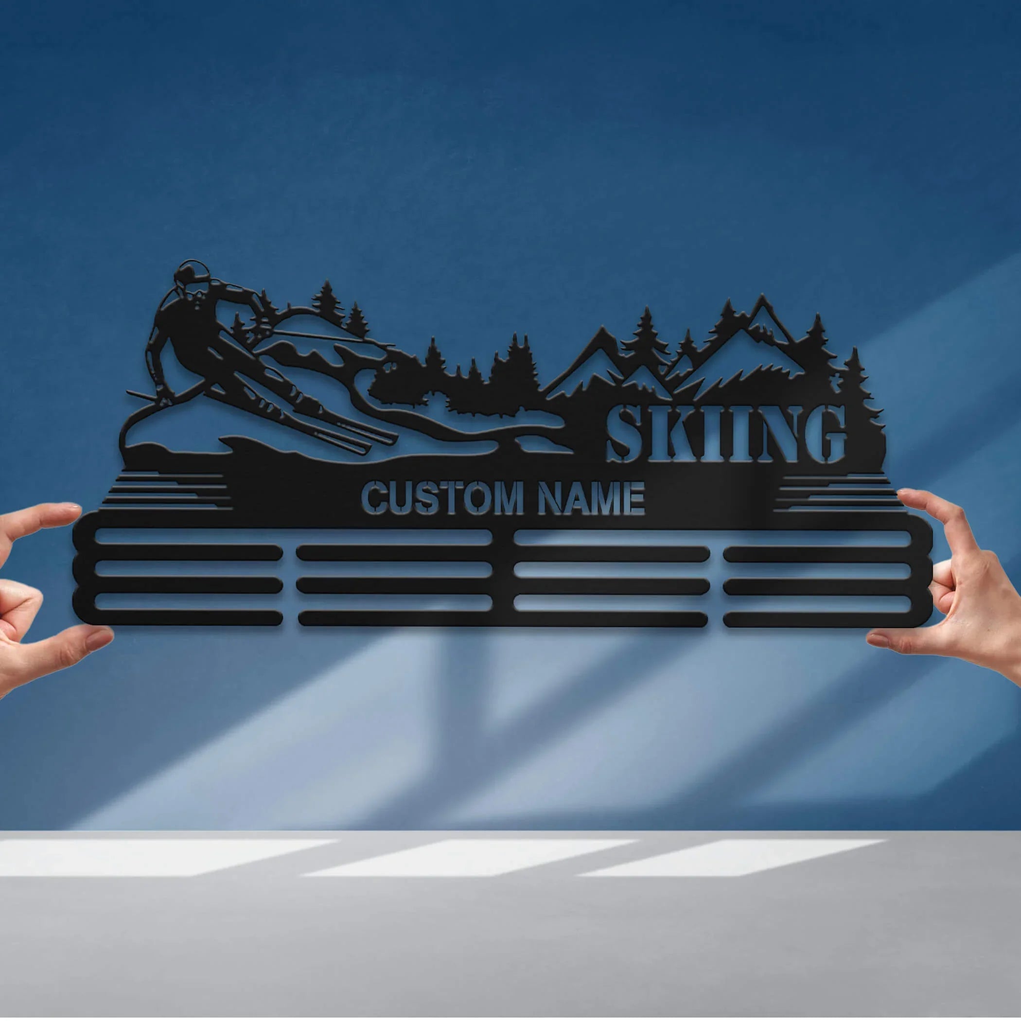 Personalized Skiing Medal Hanger – Custom Stainless Steel Medal Holder | ChampionHanger - Champion Hanger