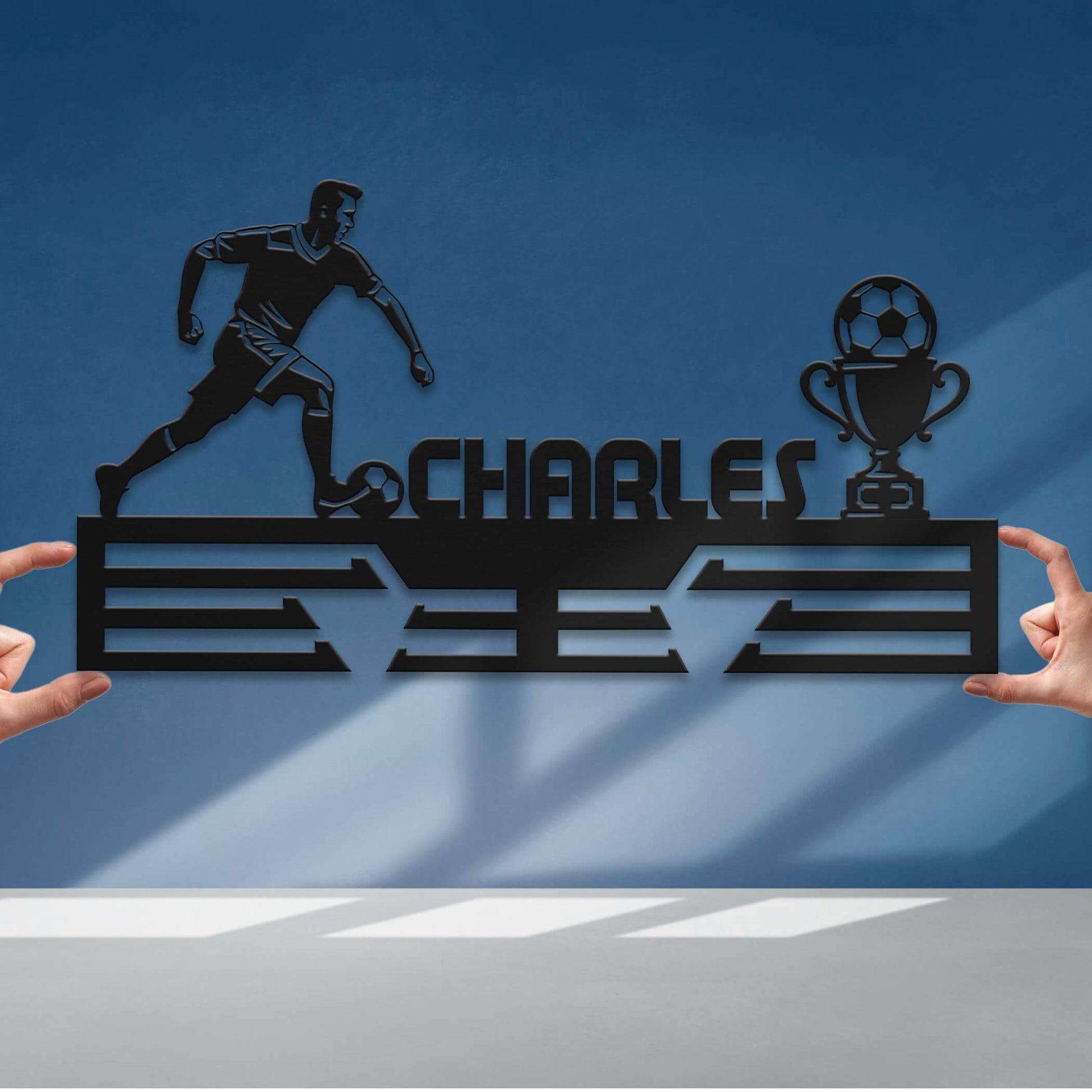 Personalized Soccer Medal Rack – Durable Stainless Steel Wall Display Holder for Medals & Awards - Champion Hanger