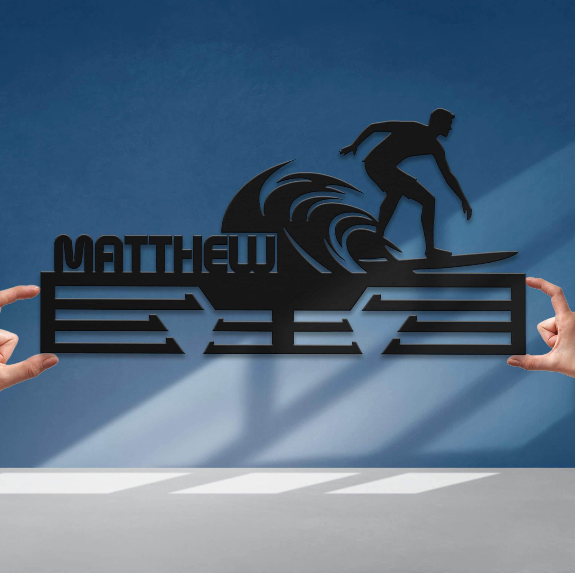 Personalized Stainless Steel Surfing Medal Hanger – Custom Wave Surf Medal Display Rack – Surfer Award Holder & Surfing Gifts - Champion Hanger