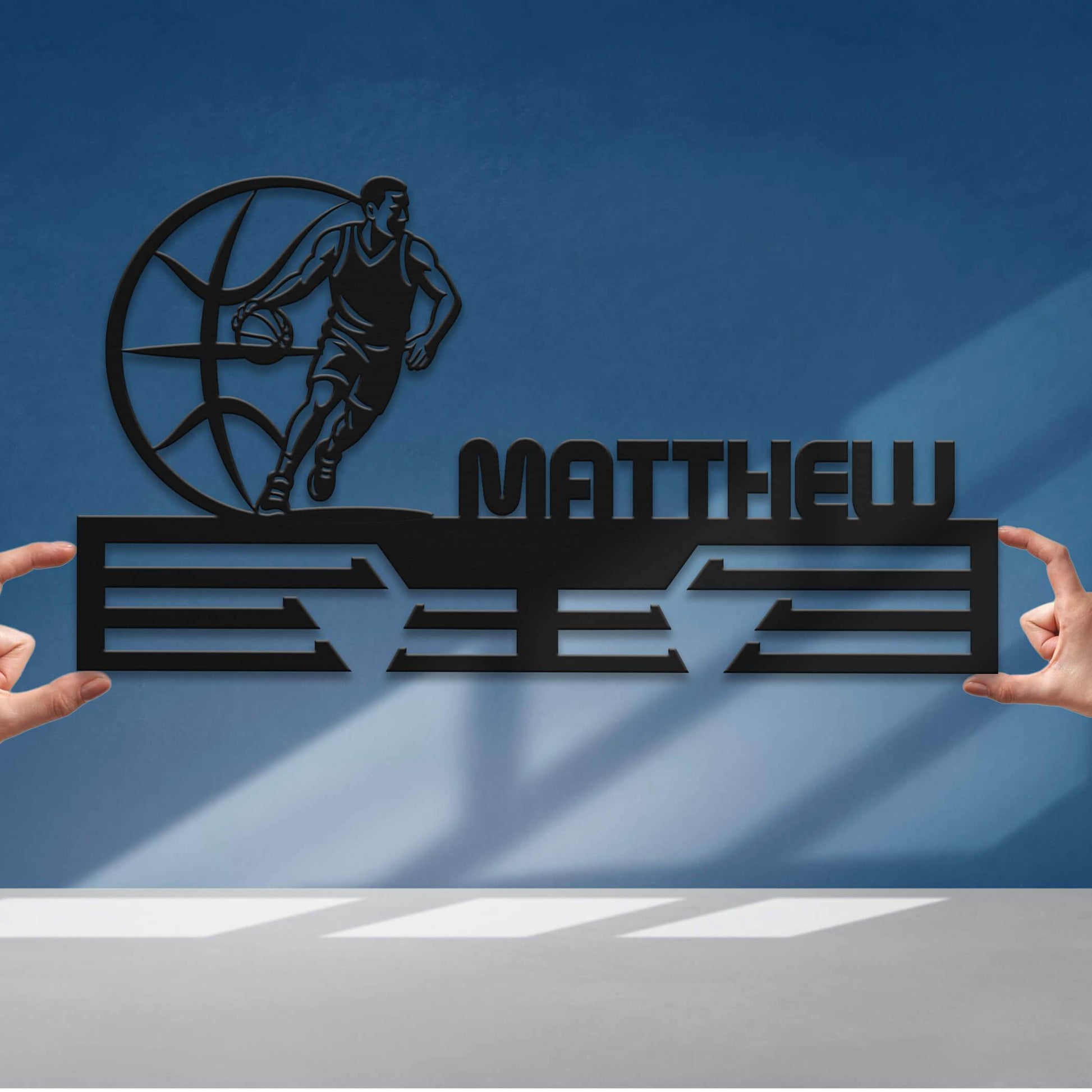 Personalized Basketball Medal Holder – Metal Wall Rack for Displaying Basketball Awards & Gifts - Champion Hanger