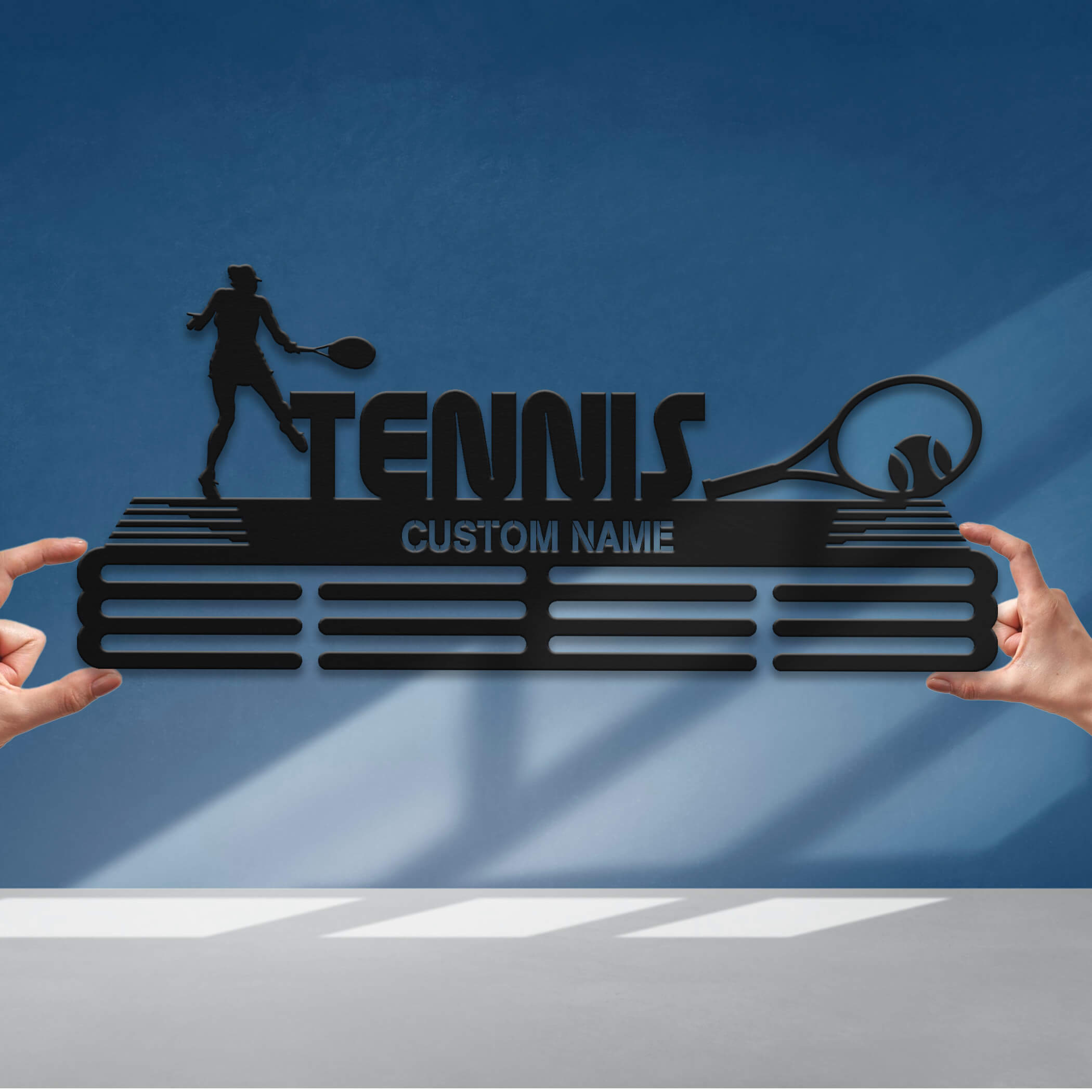 Personalized Stainless Steel Tennis Medal Hanger with Custom Name | ChampionHanger