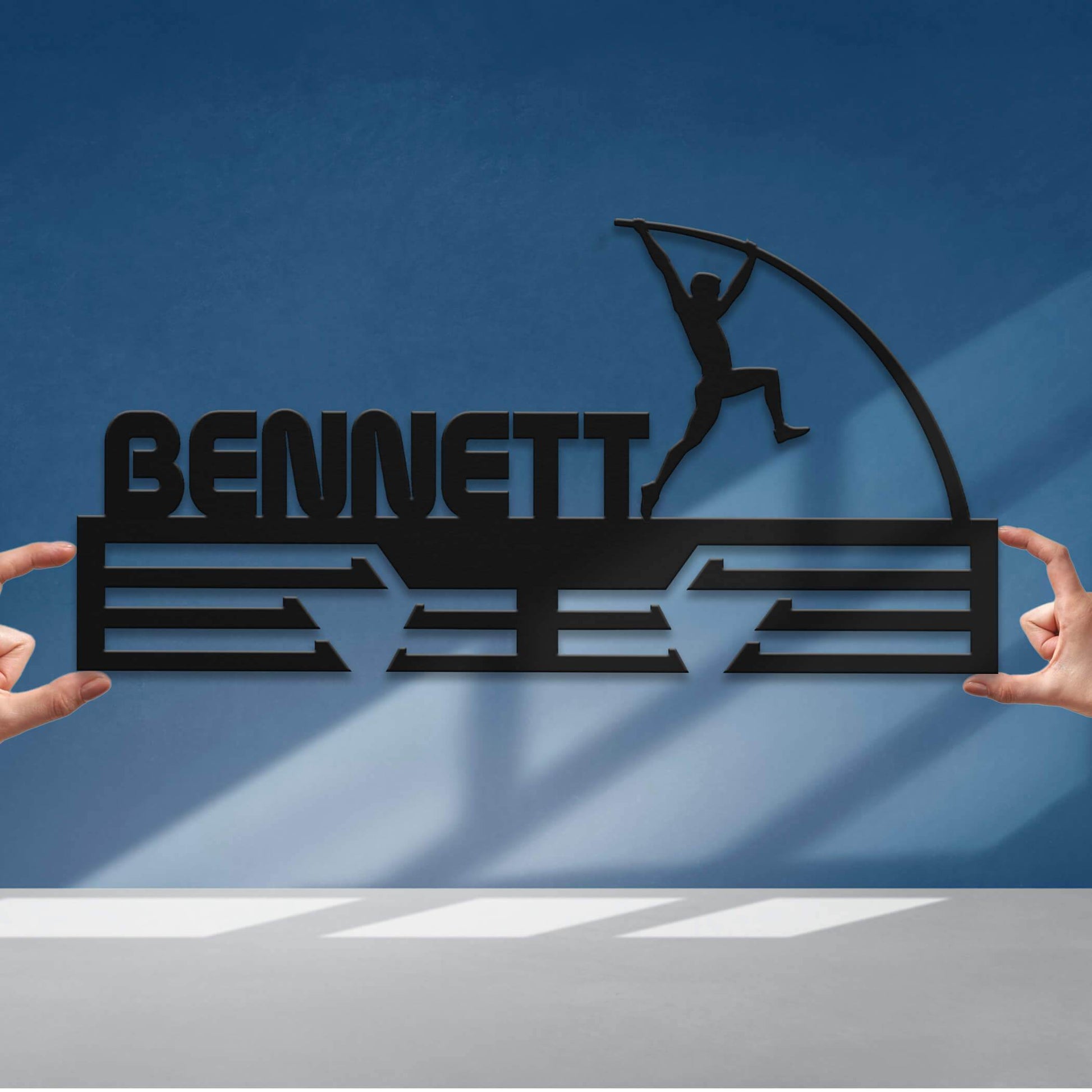 Custom Pole Vault Medal Display – Stainless Steel Medal Hanger for Pole Vaulting Athletes - Champion Hanger
