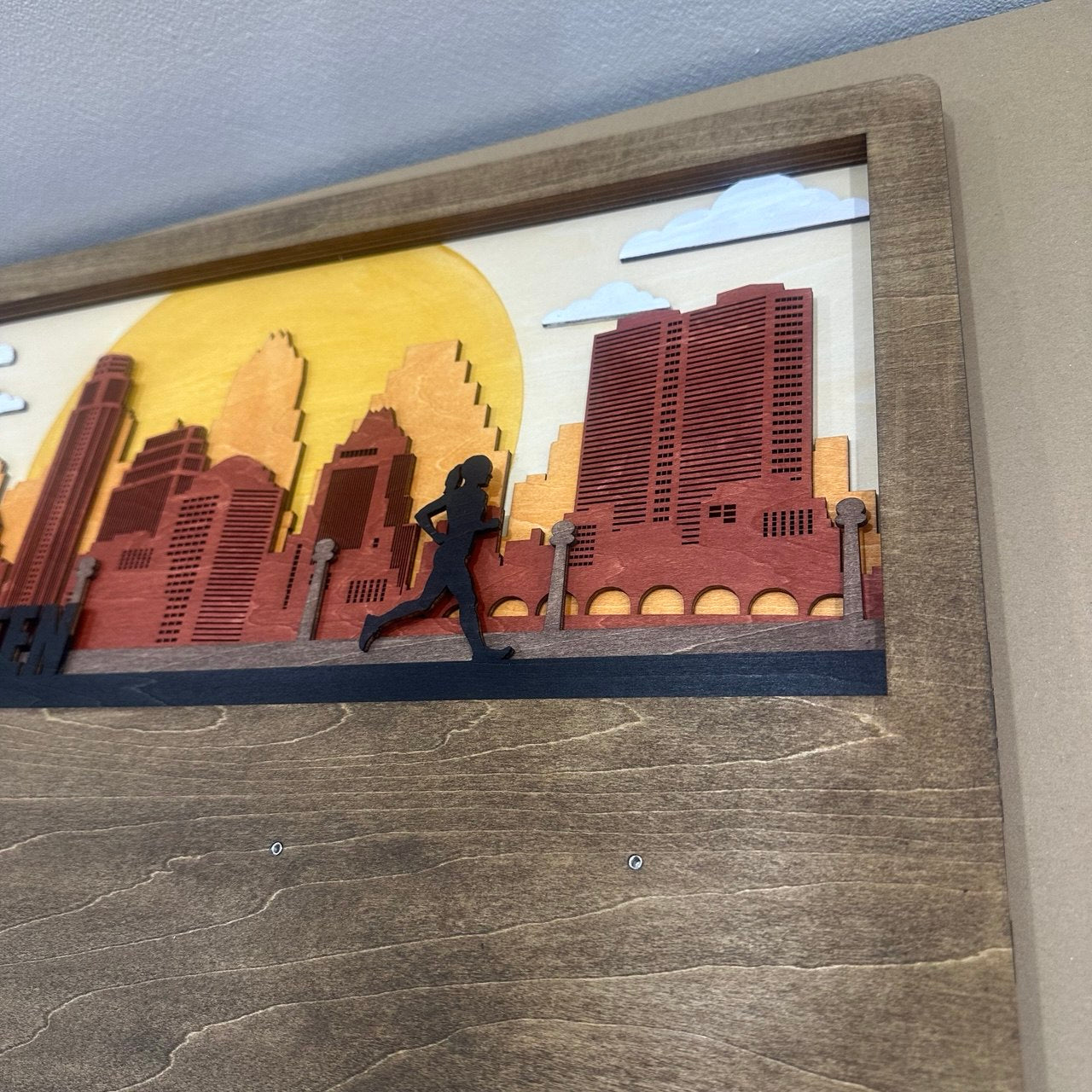 Custom Wooden Medal Hanger for Runners & Cyclists | Austin City Design | Personalized Display by ChampionHanger