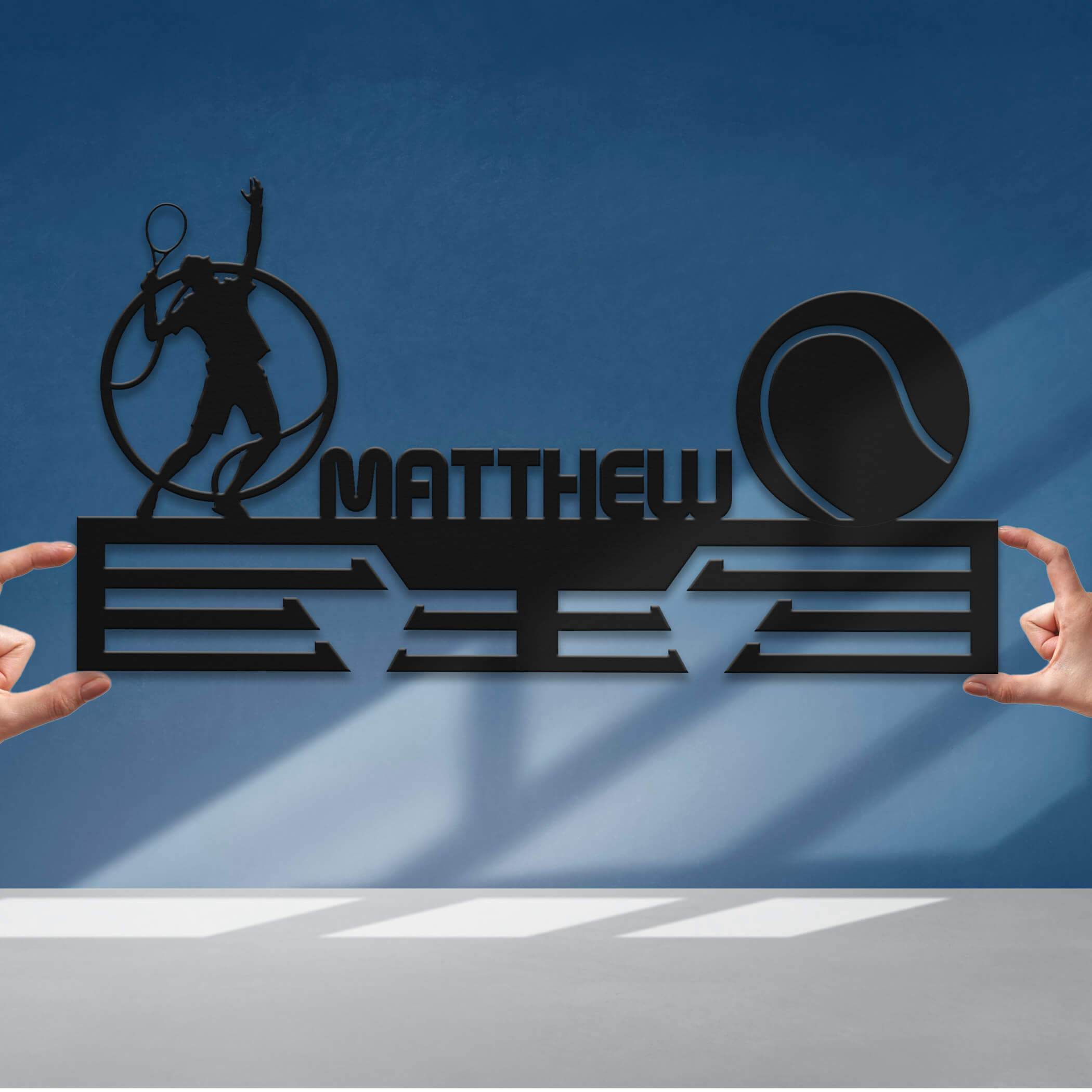 Personalized Tennis Medal Hanger – Stainless Steel Medal Display Rack – Custom Wall Holder for Tennis Awards and Gifts - Champion Hanger