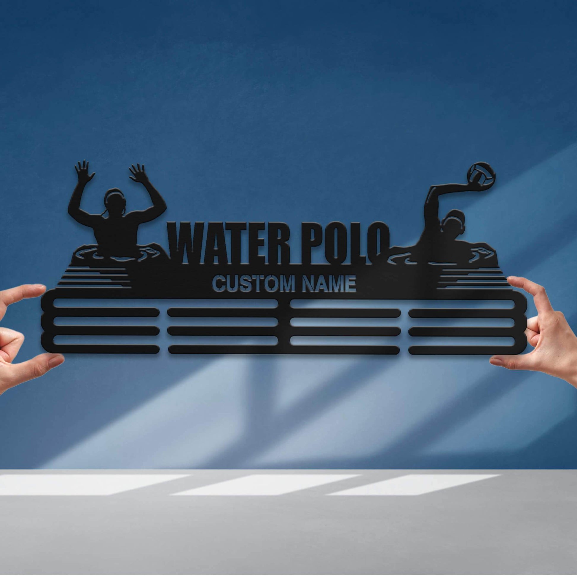 Stainless Steel Water Polo Medal Display – Personalized Wall Rack for Medals & Trophies - Champion Hanger