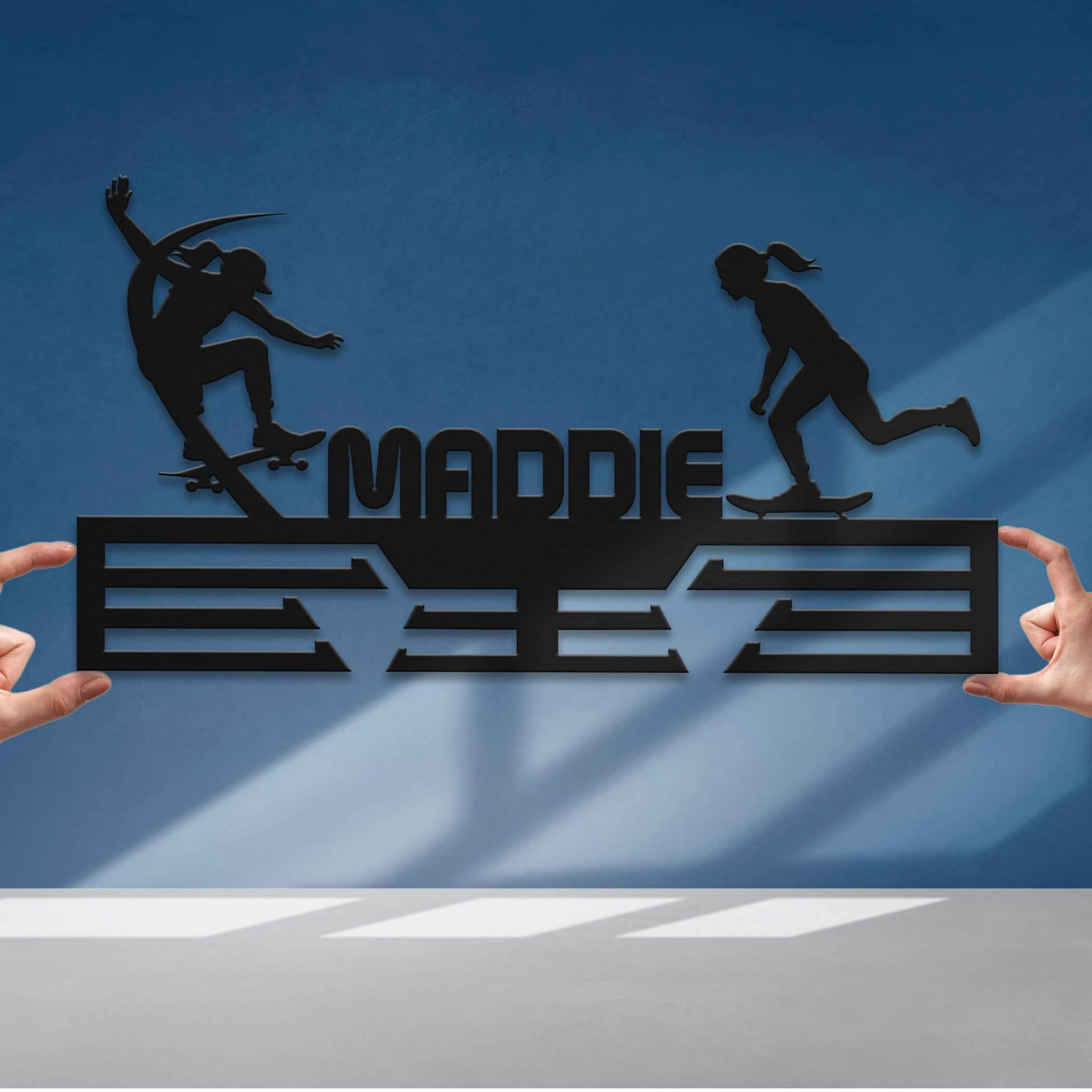 Personalized Skateboarding Medal Rack – Custom Stainless Steel Medal Display for Skater Gifts - Champion Hanger