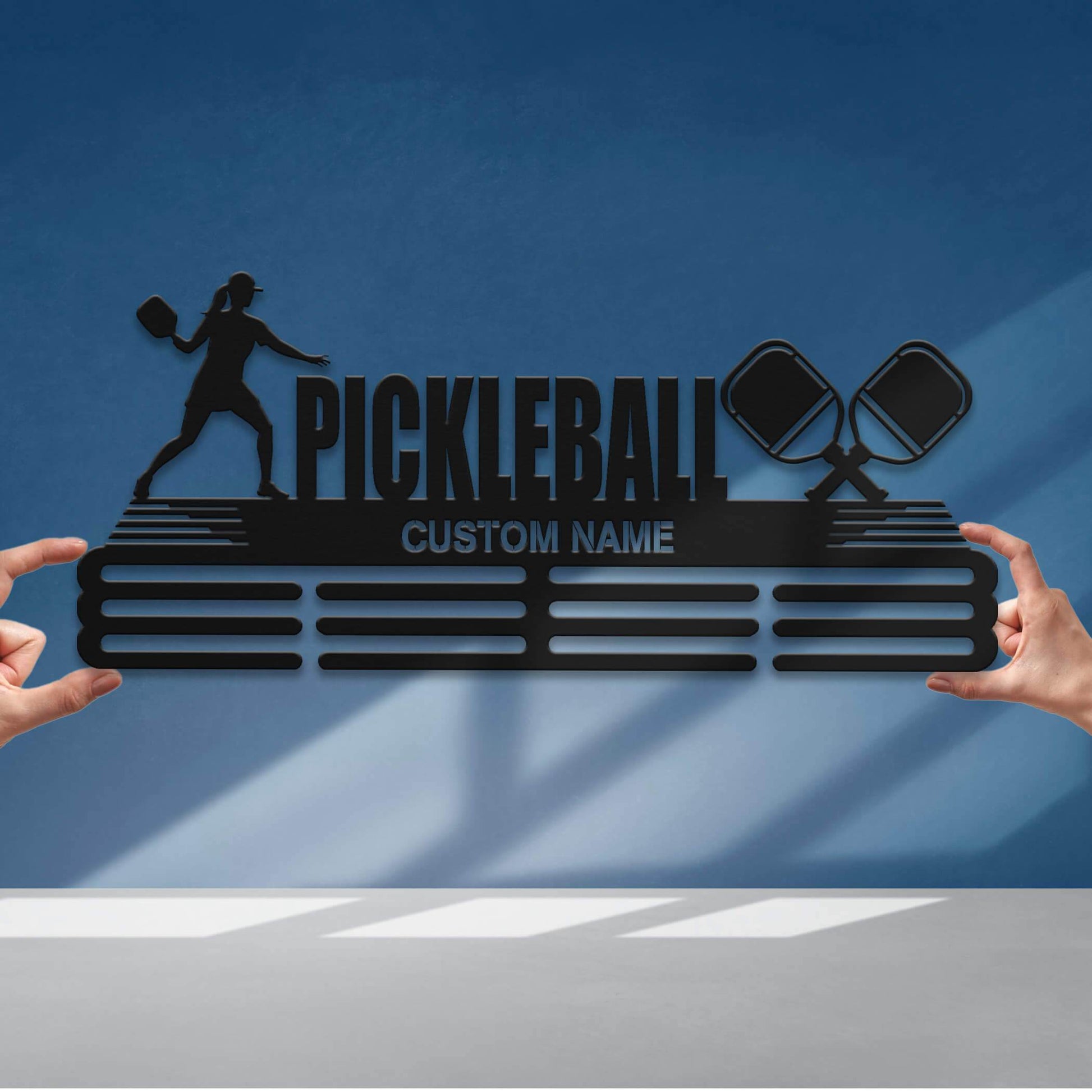 Pickleball Medal Hanger – Personalized Metal Medal Holder – Stainless Steel Wall Display Rack for Pickleball Awards - Champion Hanger