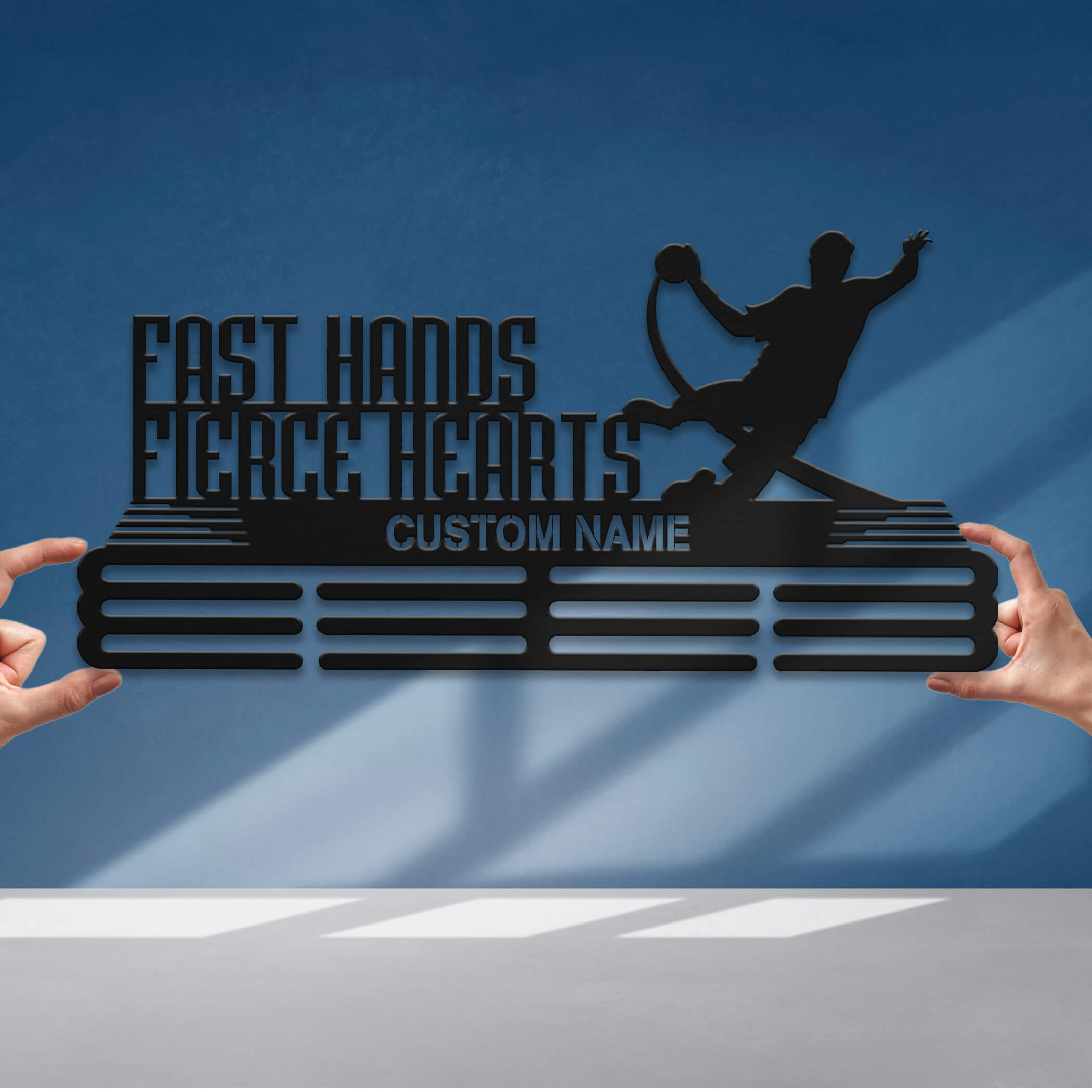 Personalized Handball Medal Hanger – Stainless Steel Medal Holder with Custom Name & Quote "Fast Hands Fierce Hearts" | ChampionHanger