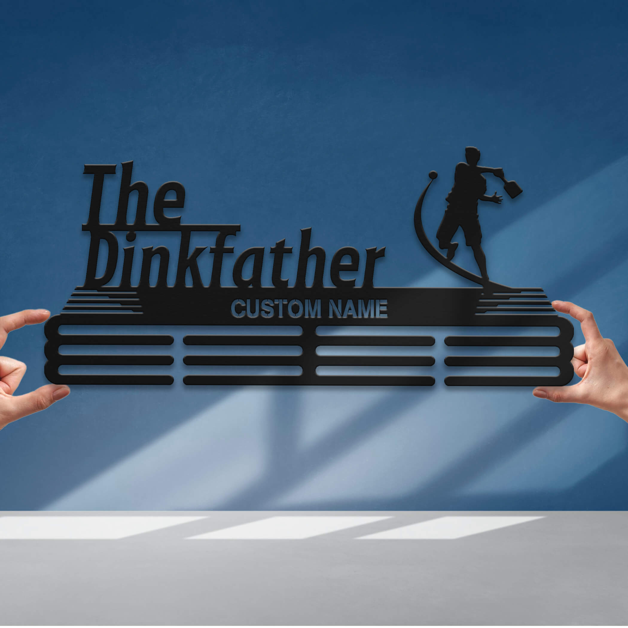 Stainless Steel Pickleball Medal Hanger – "The Dinkfather" Design | Custom Wall Rack for Pickleball Awards | ChampionHanger