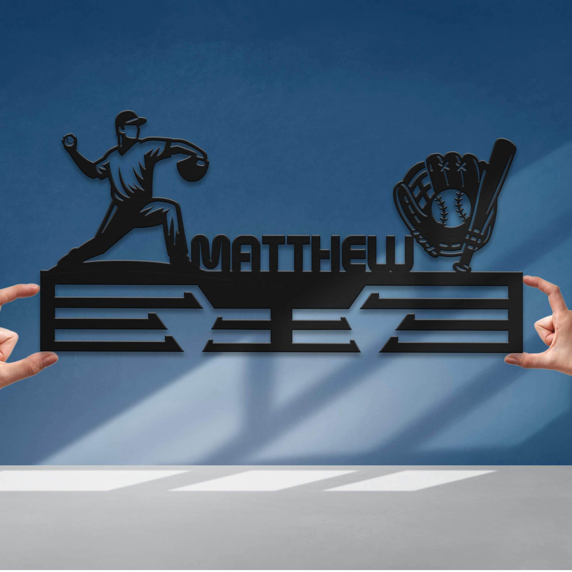 Personalized Baseball Medal Hanger – Stainless Steel Medal Display Rack – Custom Wall Holder for Baseball Awards and Gifts - Champion Hanger