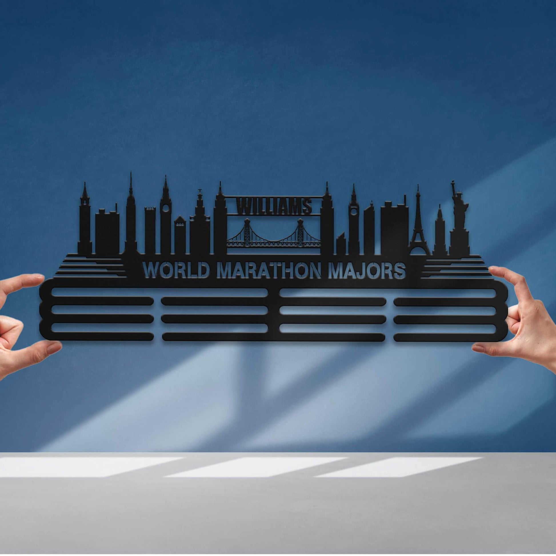 World Marathon Majors Medal Hanger, Custom Metal Medal Holder, Personalized Name Display Rack, Sports Awards Gift - Champion Hanger