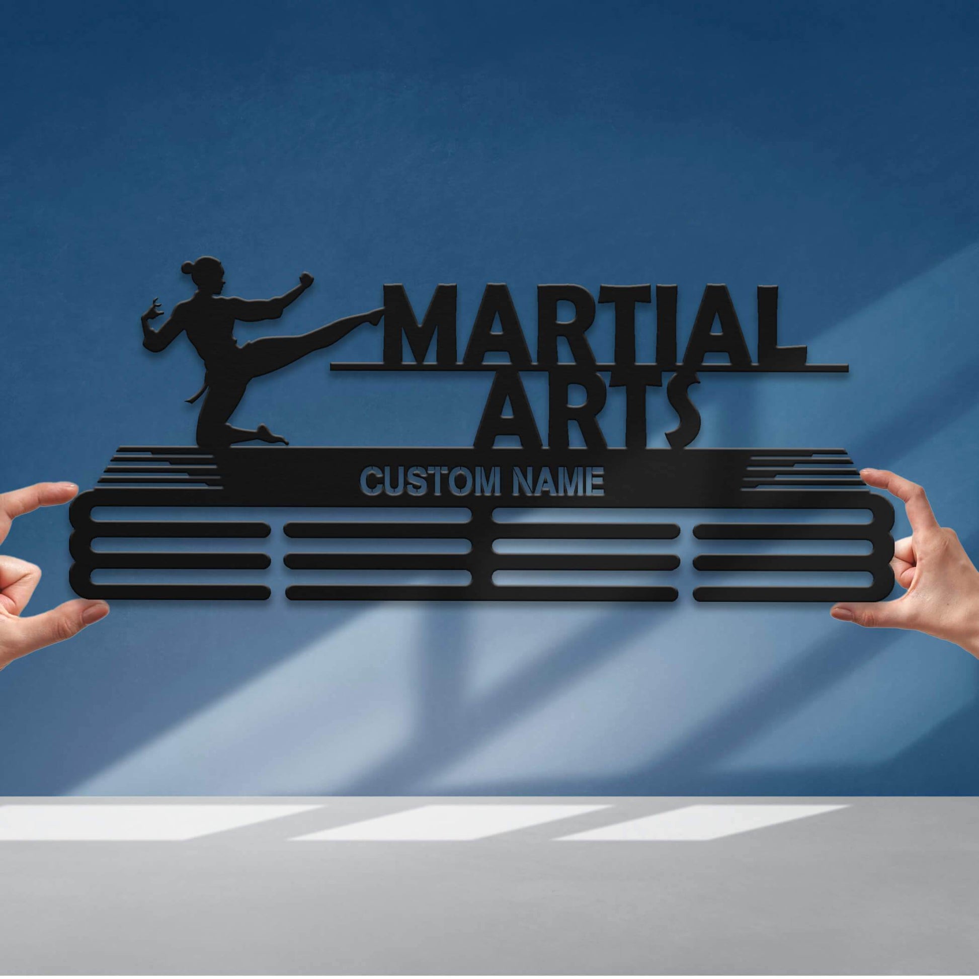 Custom Martial Arts Medal Display – Stainless Steel Wall Hanger for Taekwondo, Karate & MMA Medals - Champion Hanger