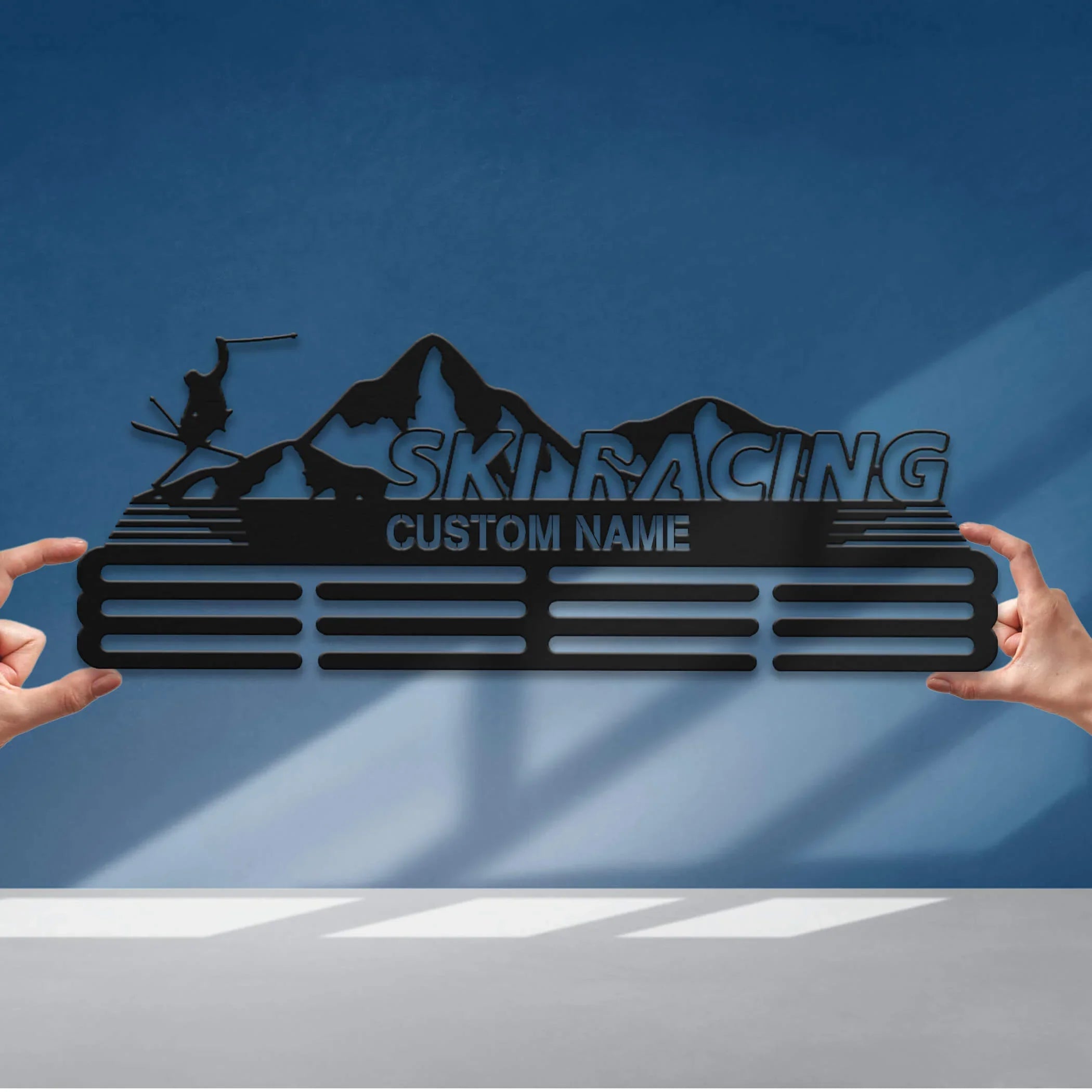 Personalized Skiing Medal Hanger with Custom Name | Stainless Steel Medal Holder | ChampionHanger - Champion Hanger