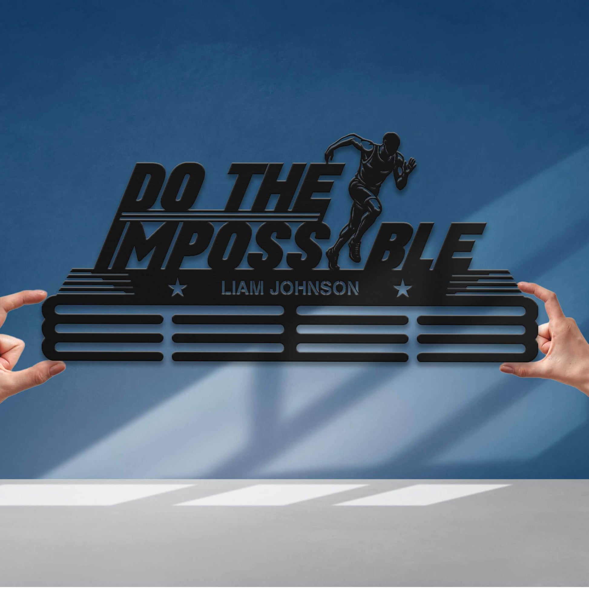 Do the Impossible Medal Hanger – Personalized Metal Medal Holder – Stainless Steel Wall Display Rack for Running Awards - Champion Hanger