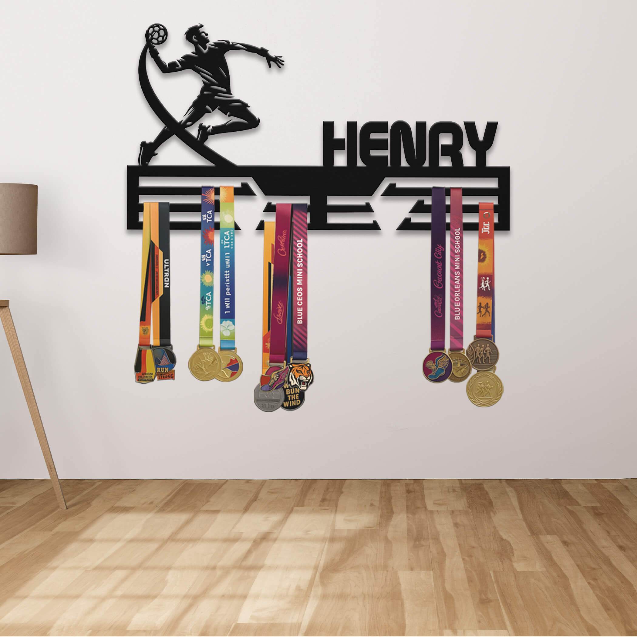 Personalized Handball Medal Hanger – Stainless Steel Medal Display Rack – Custom Wall Holder for Handball Awards and Gifts - Champion Hanger