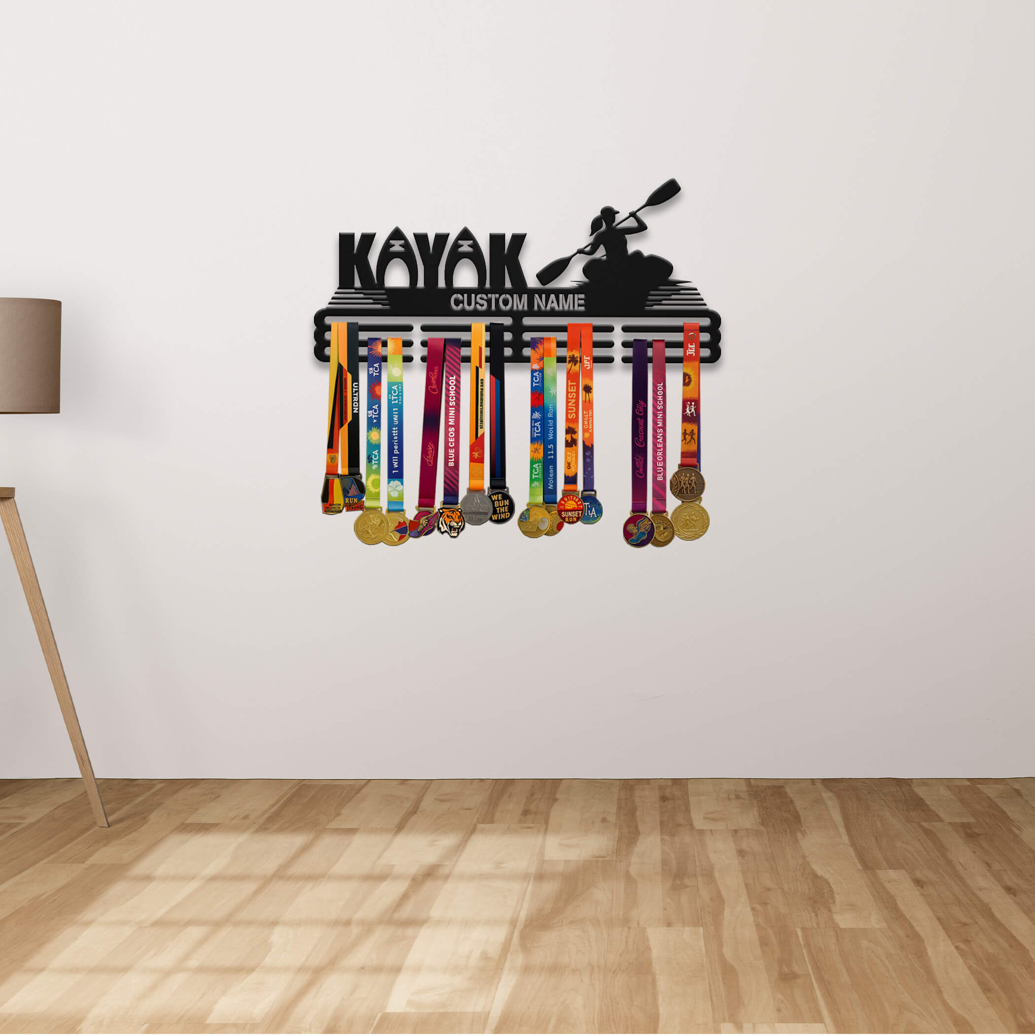 Personalized Kayak Medal Hanger – Stainless Steel Medal Holder with Custom Name | ChampionHanger