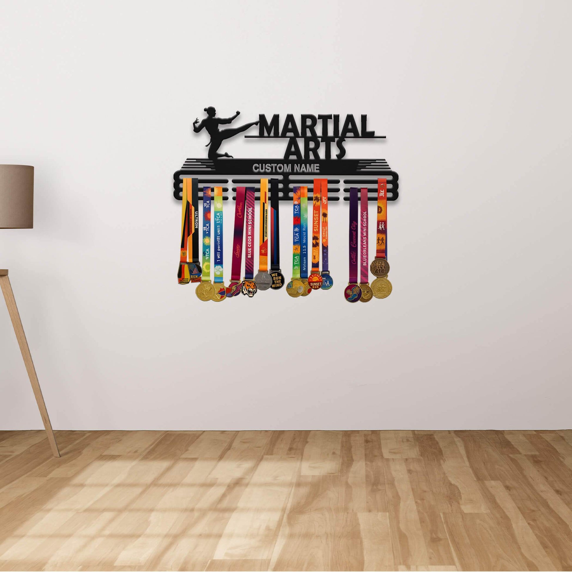 Custom Martial Arts Medal Display – Stainless Steel Wall Hanger for Taekwondo, Karate & MMA Medals - Champion Hanger