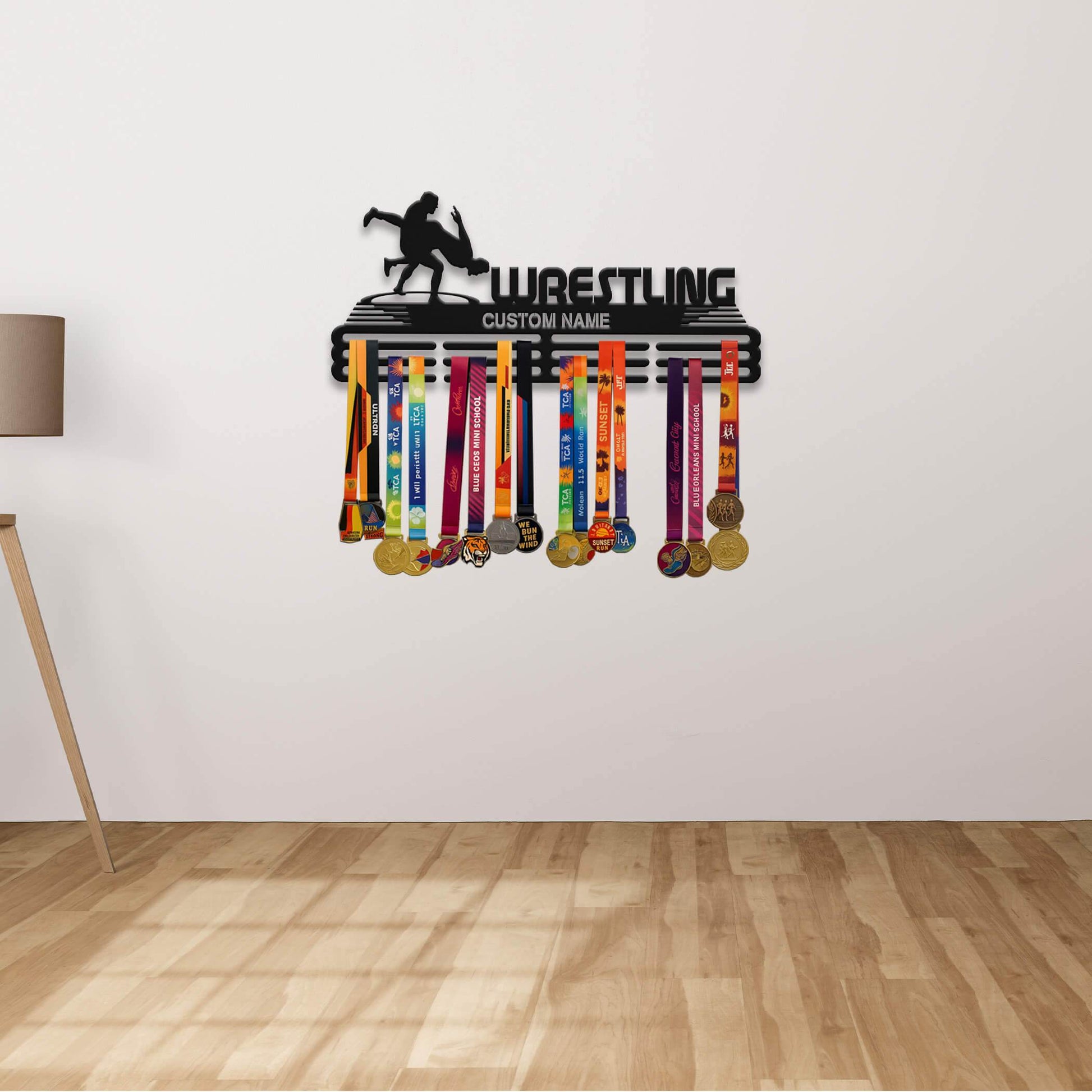 Wrestling Medal Display Rack – Personalized Stainless Steel Medal Holder for Wrestling Awards - Champion Hanger