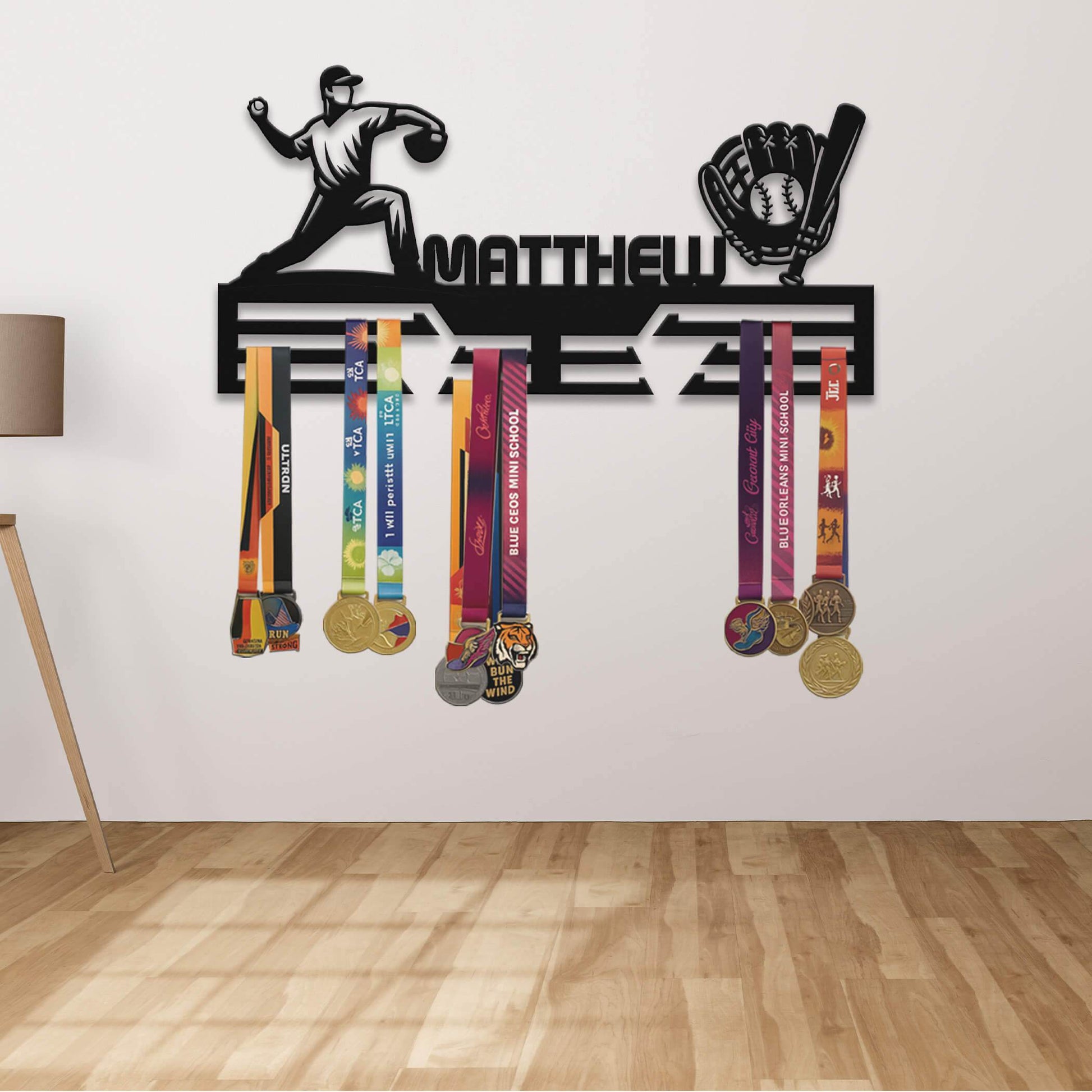 Personalized Baseball Medal Hanger – Stainless Steel Medal Display Rack – Custom Wall Holder for Baseball Awards and Gifts - Champion Hanger