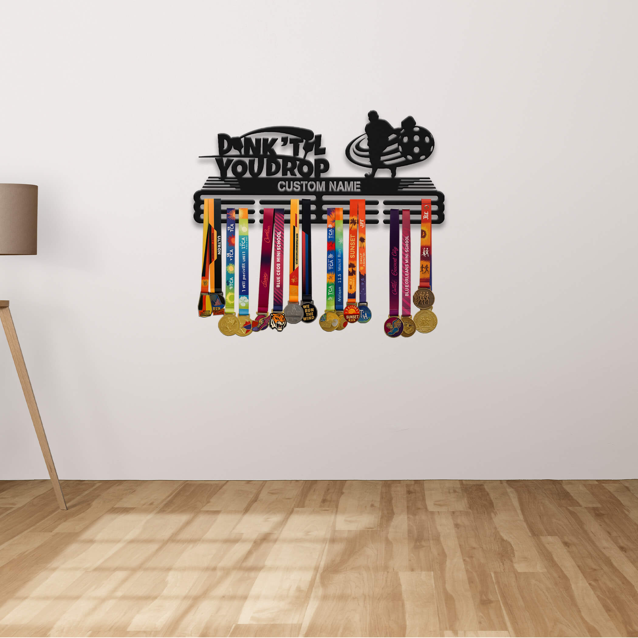 Personalized Pickleball Stainless Steel Medal Hanger – “Dink ’Til You Drop” | ChampionHanger