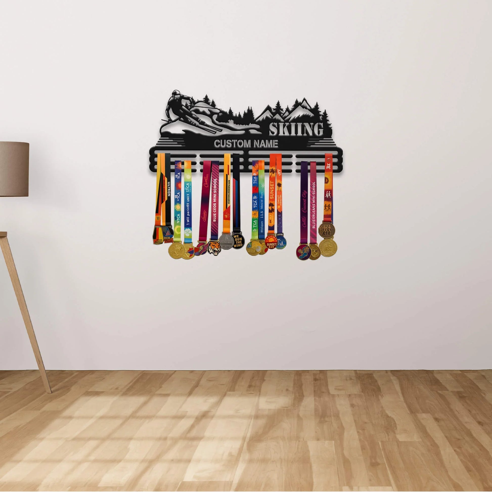 Personalized Skiing Medal Hanger – Custom Stainless Steel Medal Holder | ChampionHanger - Champion Hanger