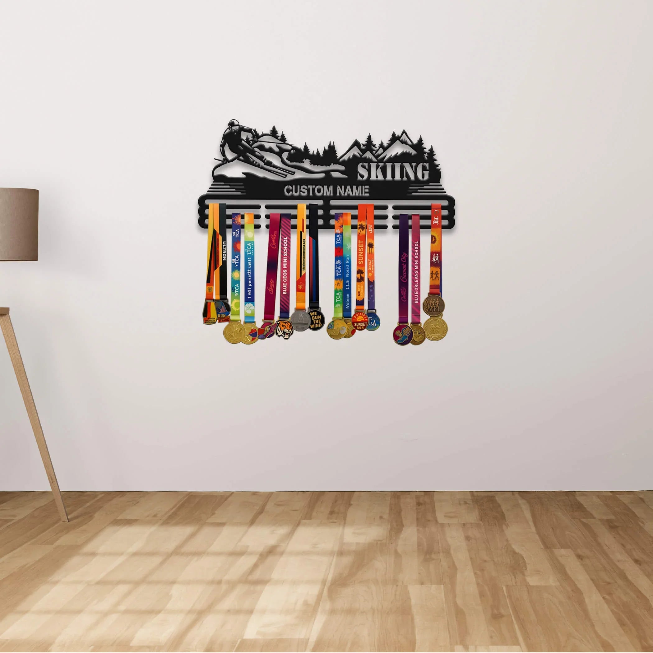 Personalized Skiing Medal Hanger – Custom Stainless Steel Medal Holder | ChampionHanger - Champion Hanger