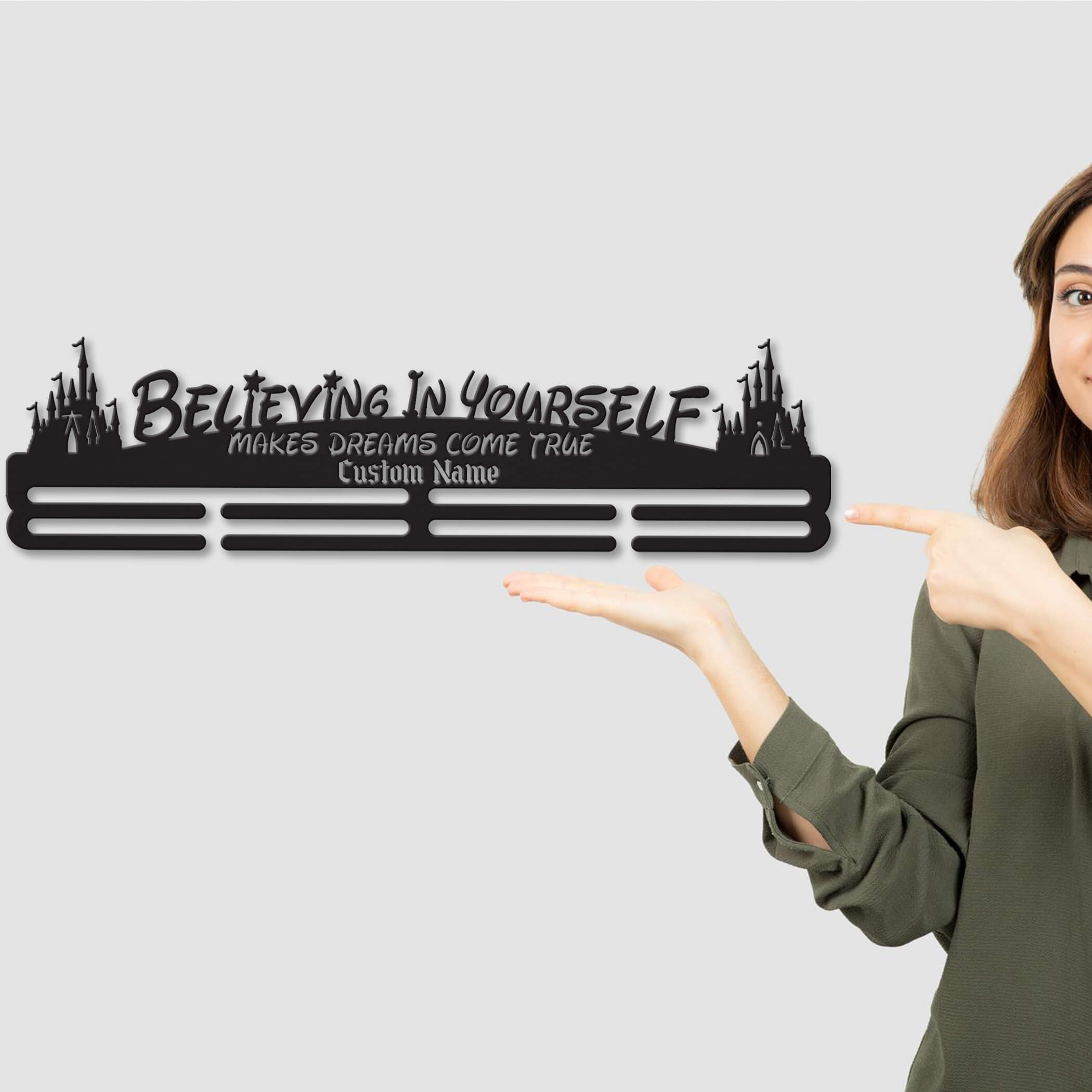 Stainless Steel Medal Hanger – Enchanted Marathon Theme with Inspirational Quote | ChampionHanger