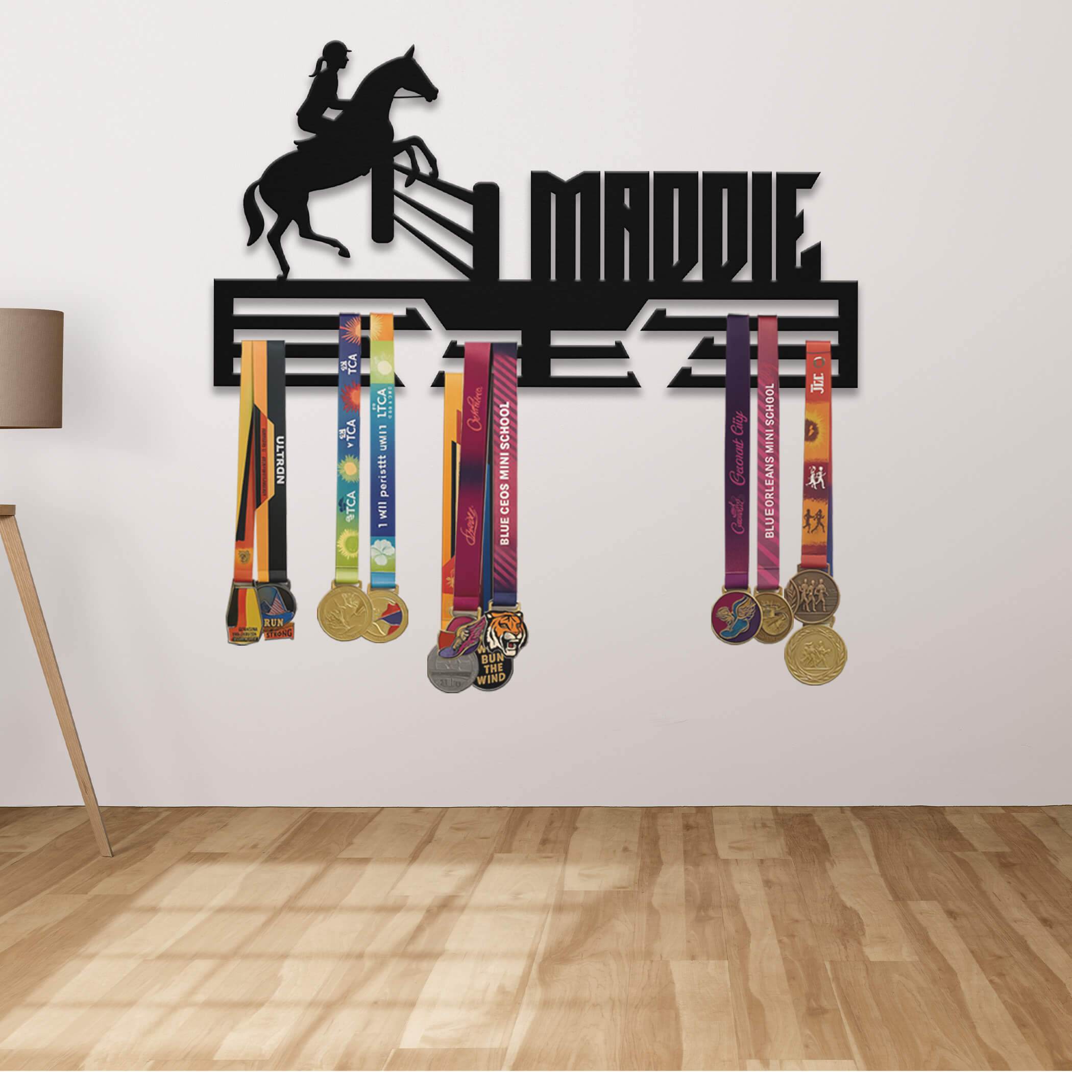 Personalized Equestrian Medal Hanger – Stainless Steel Horse Riding Medal Display Rack – Custom Wall Holder for Equestrian Awards & Gifts - Champion Hanger