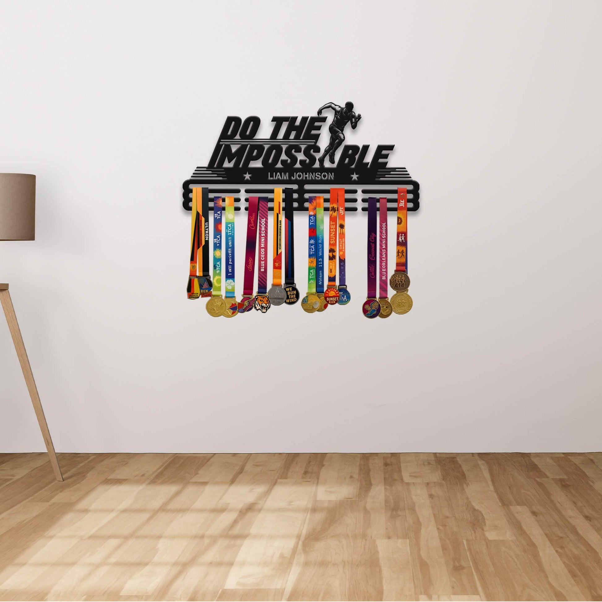 Do the Impossible Medal Hanger – Personalized Metal Medal Holder – Stainless Steel Wall Display Rack for Running Awards - Champion Hanger