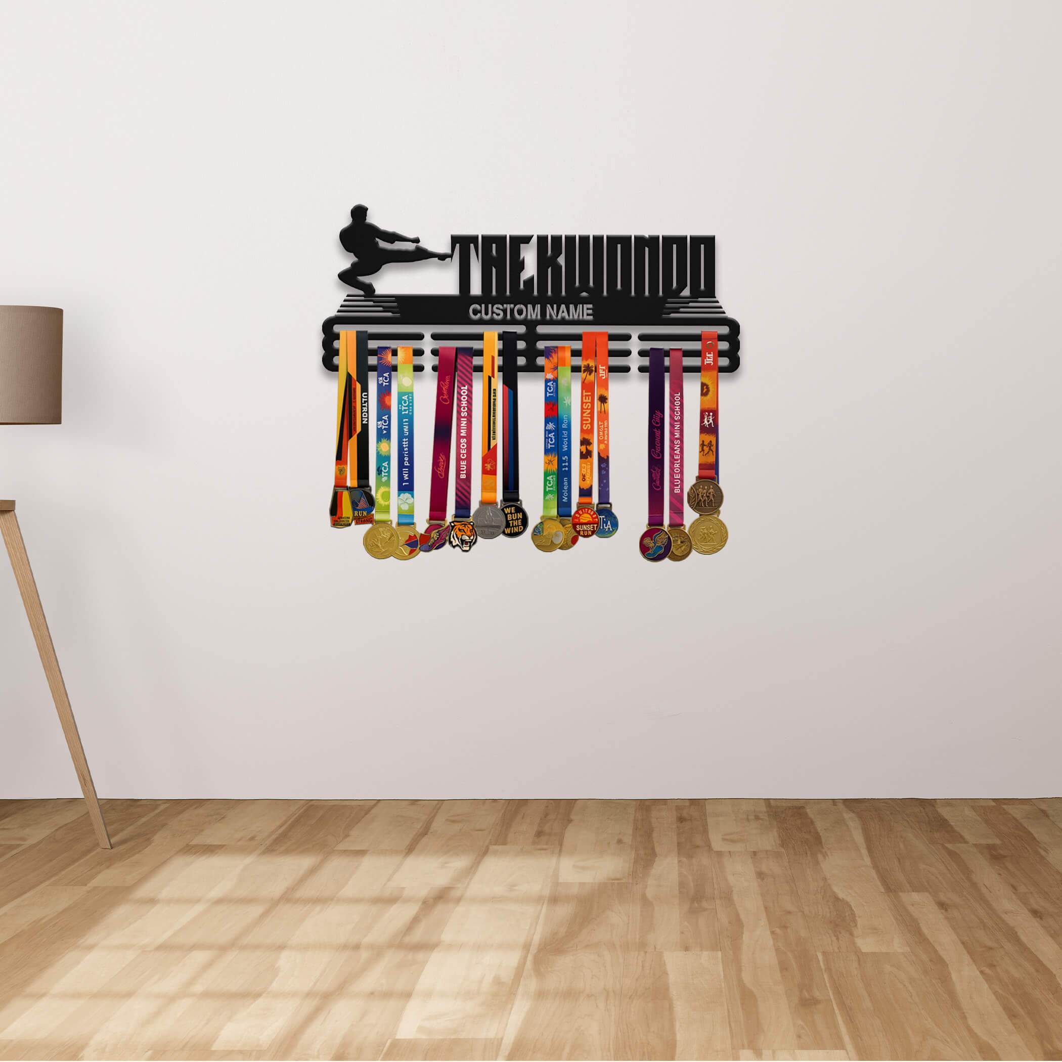 Taekwondo Medal Holder – Custom Stainless Steel Wall Rack for Displaying Taekwondo Awards - Champion Hanger