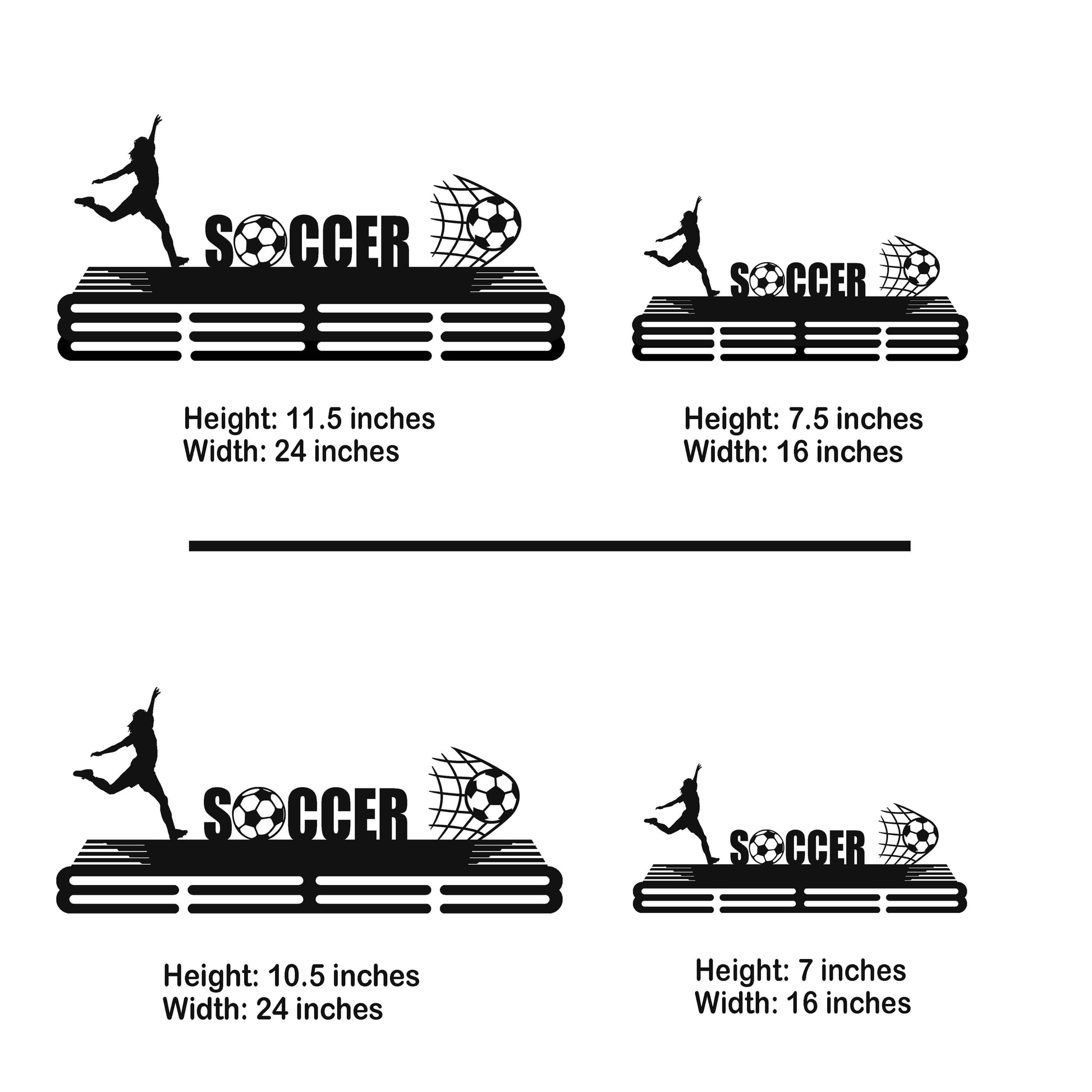Soccer Player Medal Hanger – Personalized Metal Medal Holder – Stainless Steel Display Rack - Champion Hanger