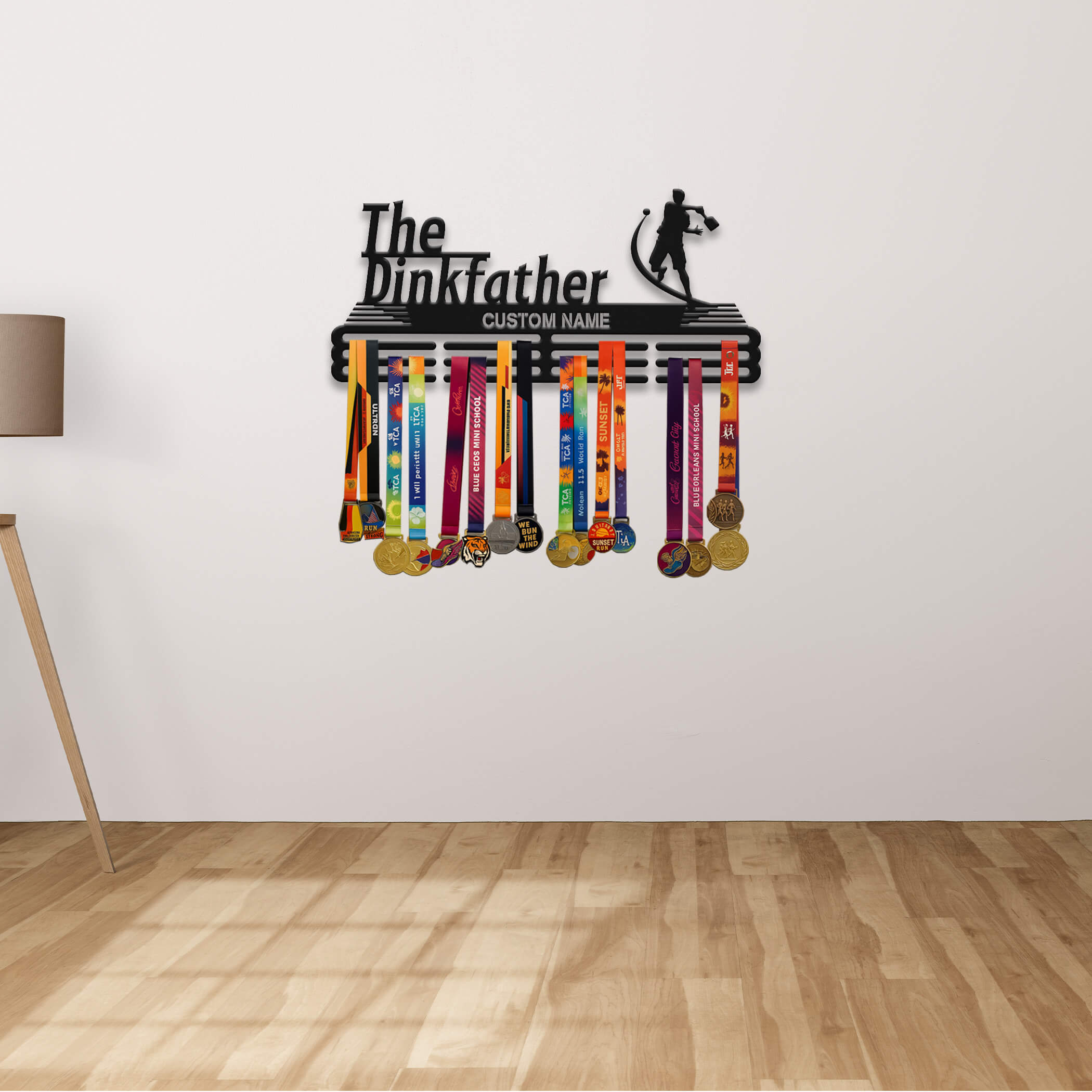 Stainless Steel Pickleball Medal Hanger – "The Dinkfather" Design | Custom Wall Rack for Pickleball Awards | ChampionHanger