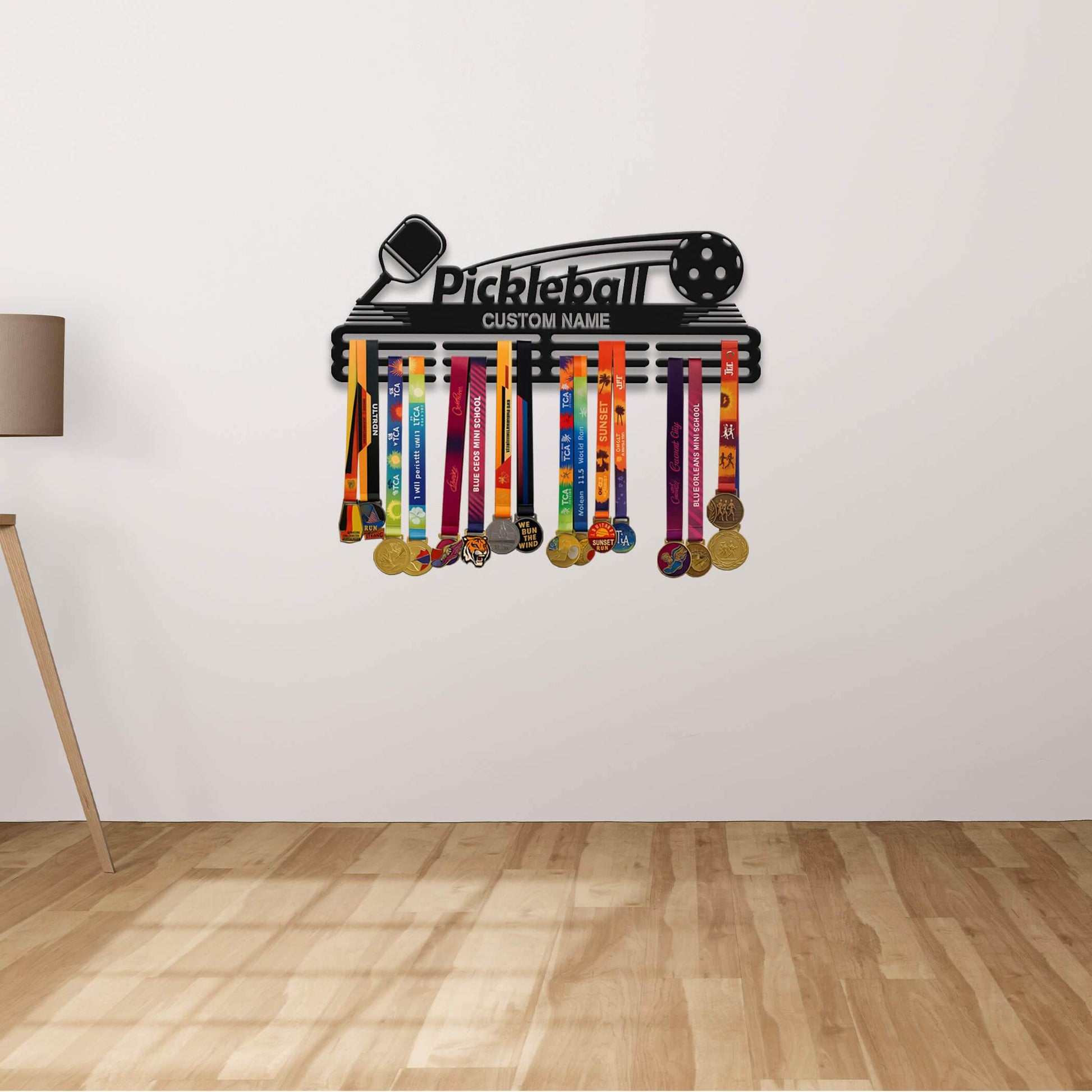 Pickleball Medal Hanger – Personalized Metal Medal Holder – Stainless Steel Wall Display Rack for Pickleball Awards - Champion Hanger