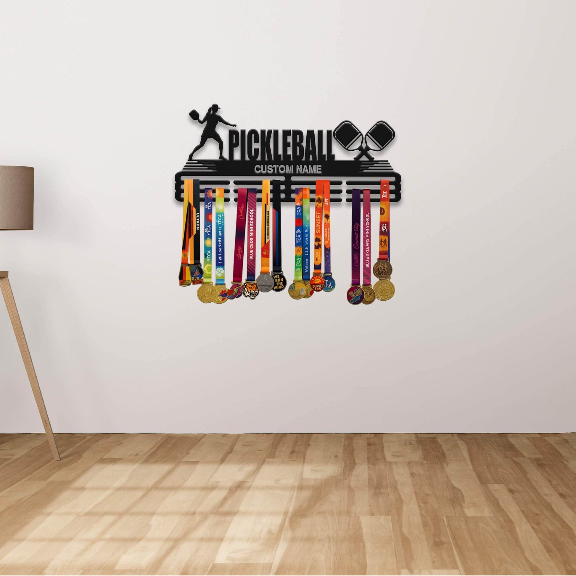 Pickleball Medal Hanger – Personalized Metal Medal Holder – Stainless Steel Wall Display Rack for Pickleball Awards - Champion Hanger