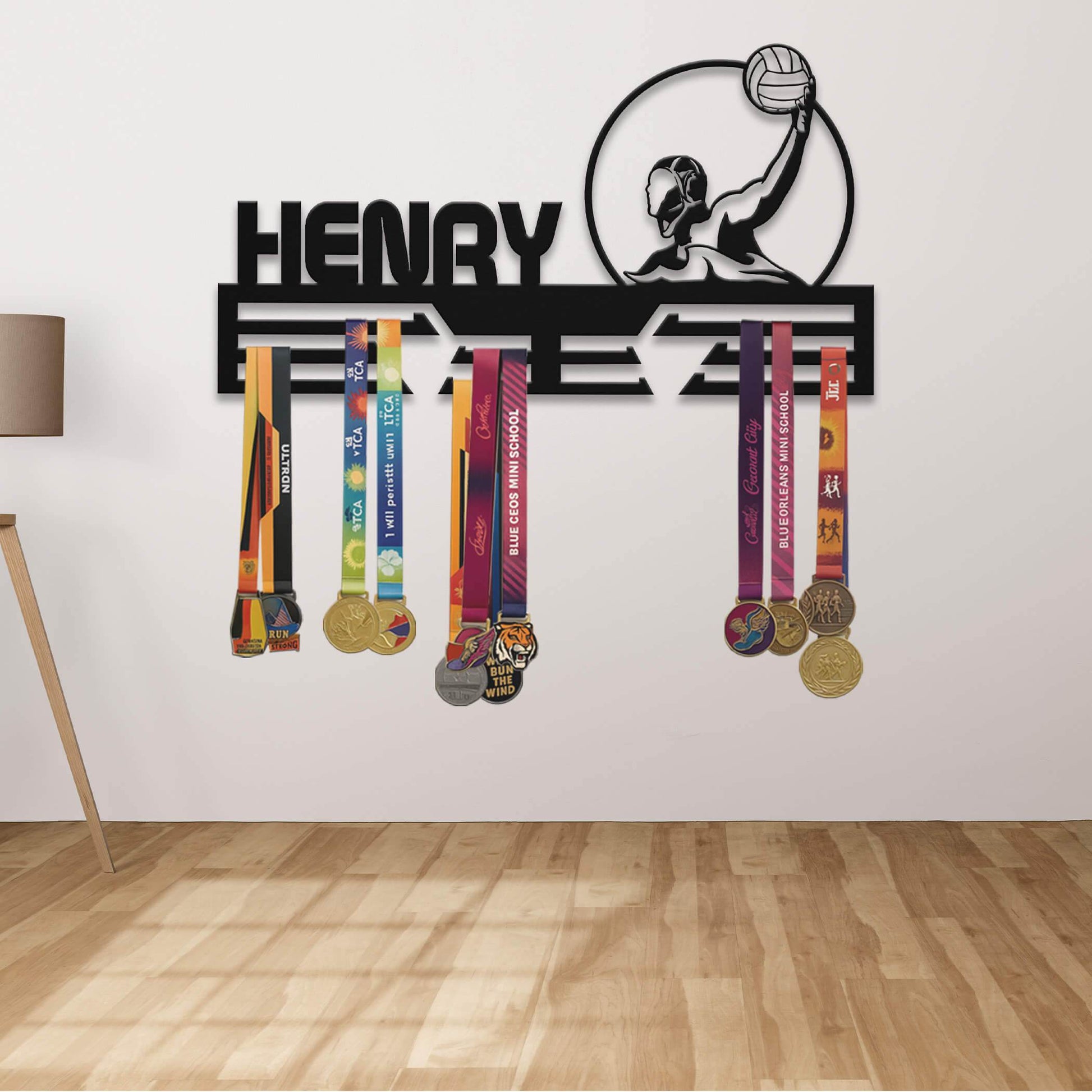 Personalized Water Polo Medal Hanger – Durable Stainless Steel Display Rack for Sports Medals & Awards - Champion Hanger