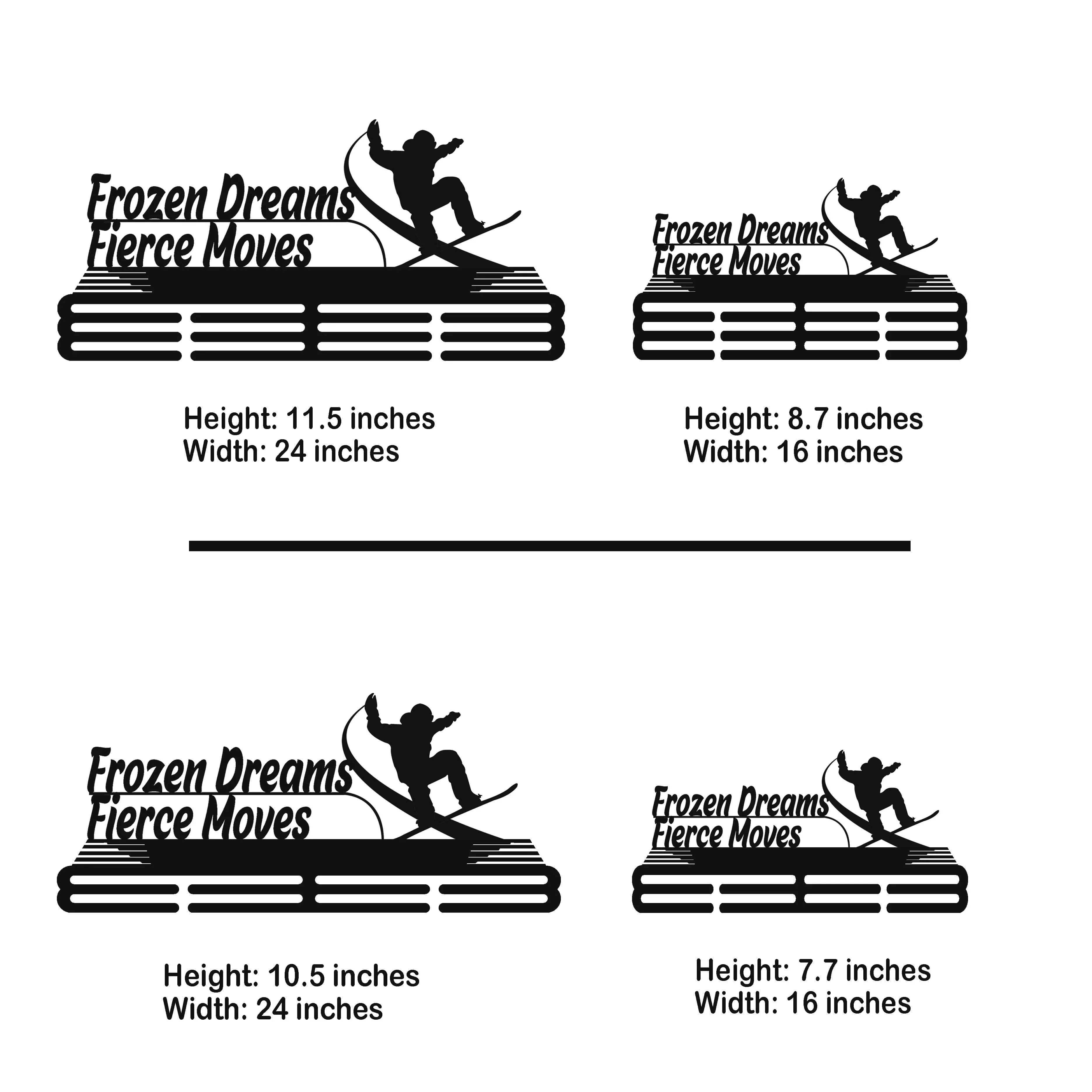 Personalized Snowboard Medal Hanger – Stainless Steel Display with “Frozen Dreams Fierce Moves” Quote | Custom Name Gift | ChampionHanger - Champion Hanger