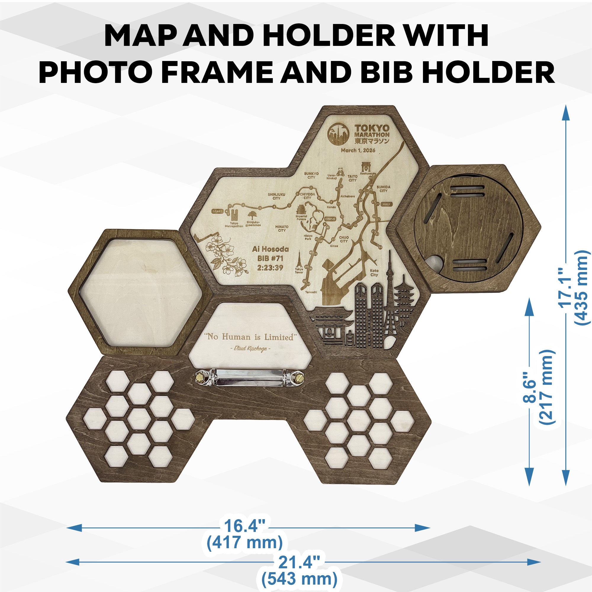 Tokyo Marathon Hexagon Wooden Medal Hanger – Tokyo World Marathon Majors Medal Display