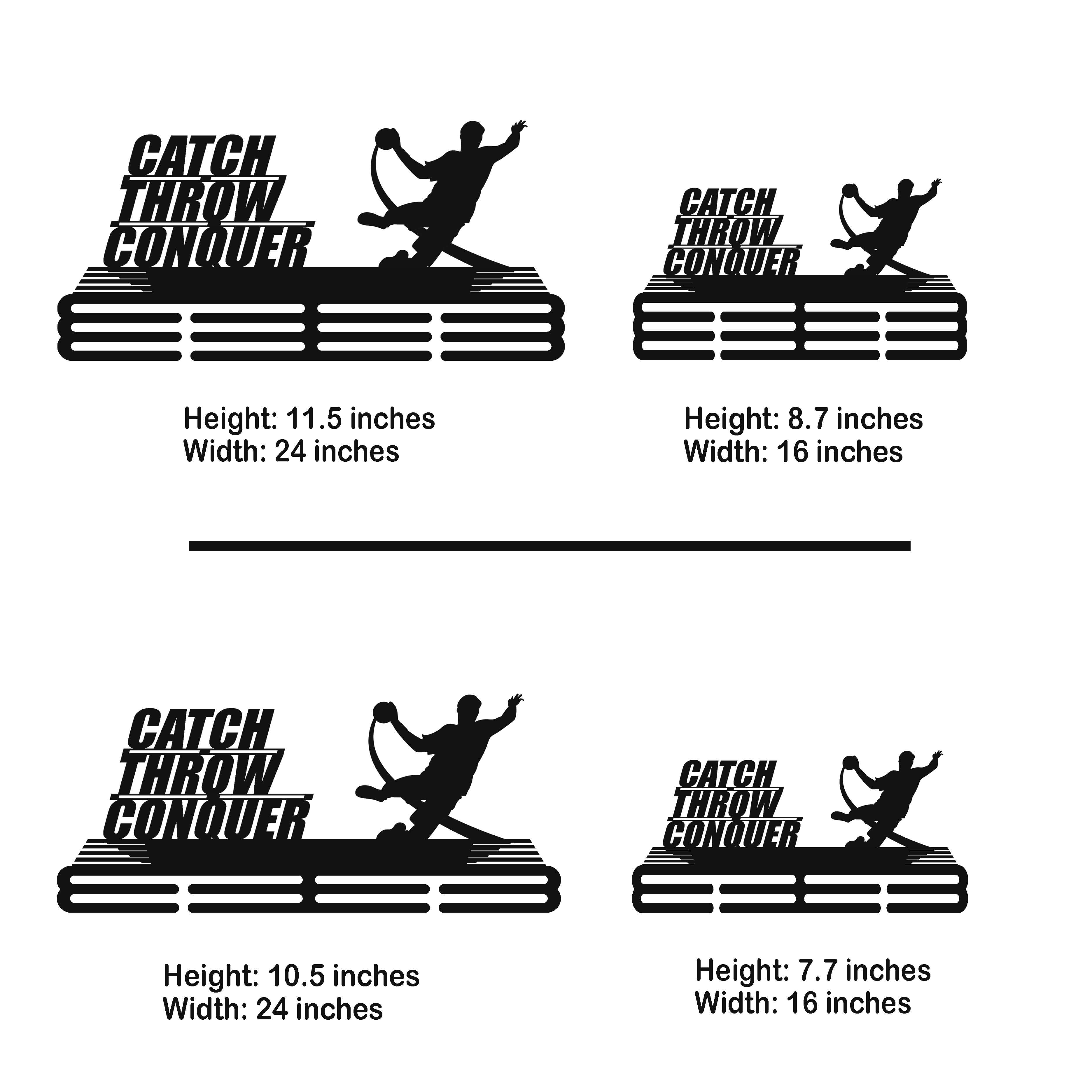 Personalized Handball Medal Hanger – Stainless Steel Medal Holder with Custom Name & “Catch Throw Conquer” Quote | ChampionHanger