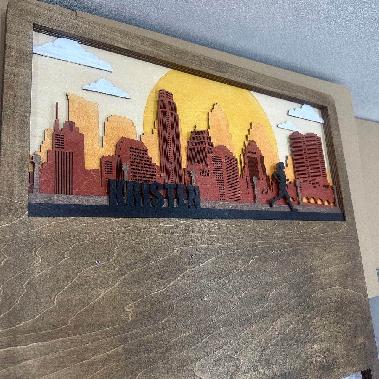 Custom Wooden Medal Hanger for Runners & Cyclists | Austin City Design | Personalized Display by ChampionHanger