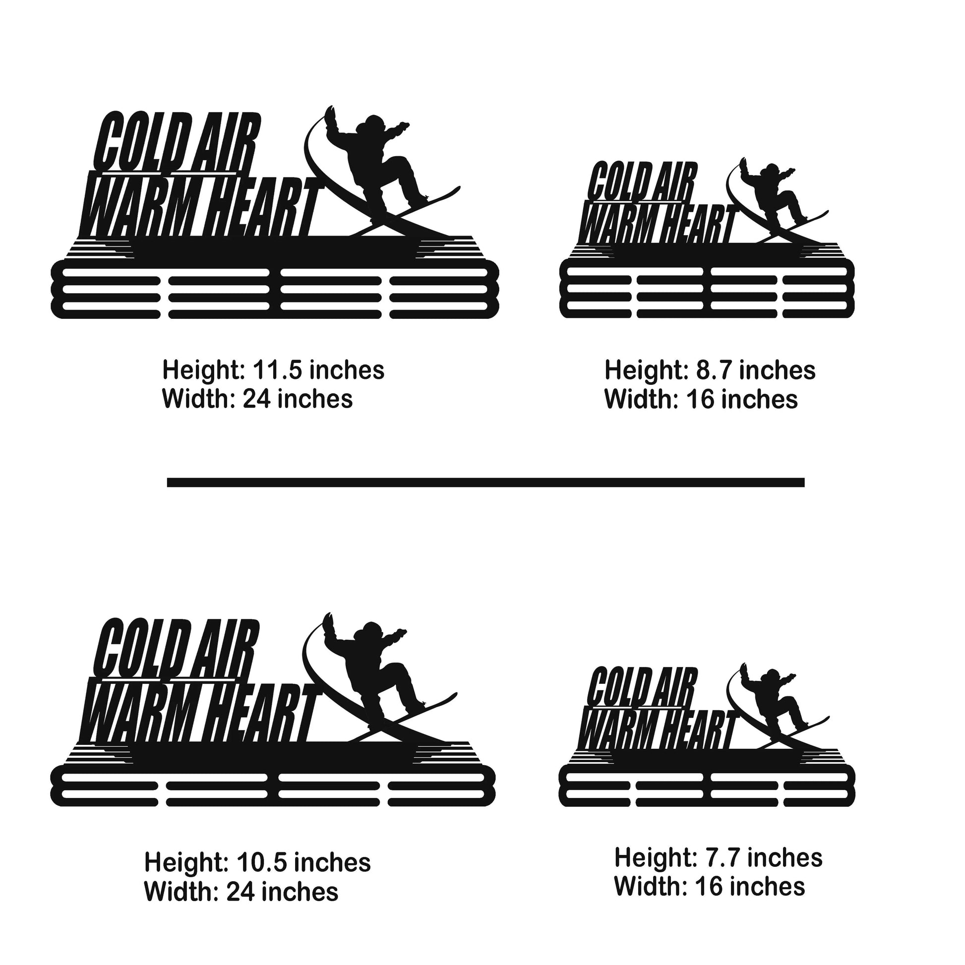 Personalized Snowboard Medal Hanger – Stainless Steel Display Rack with “Cold Air, Warm Heart” Quote | Custom Name Gift for Snowboarders | ChampionHanger - Champion Hanger