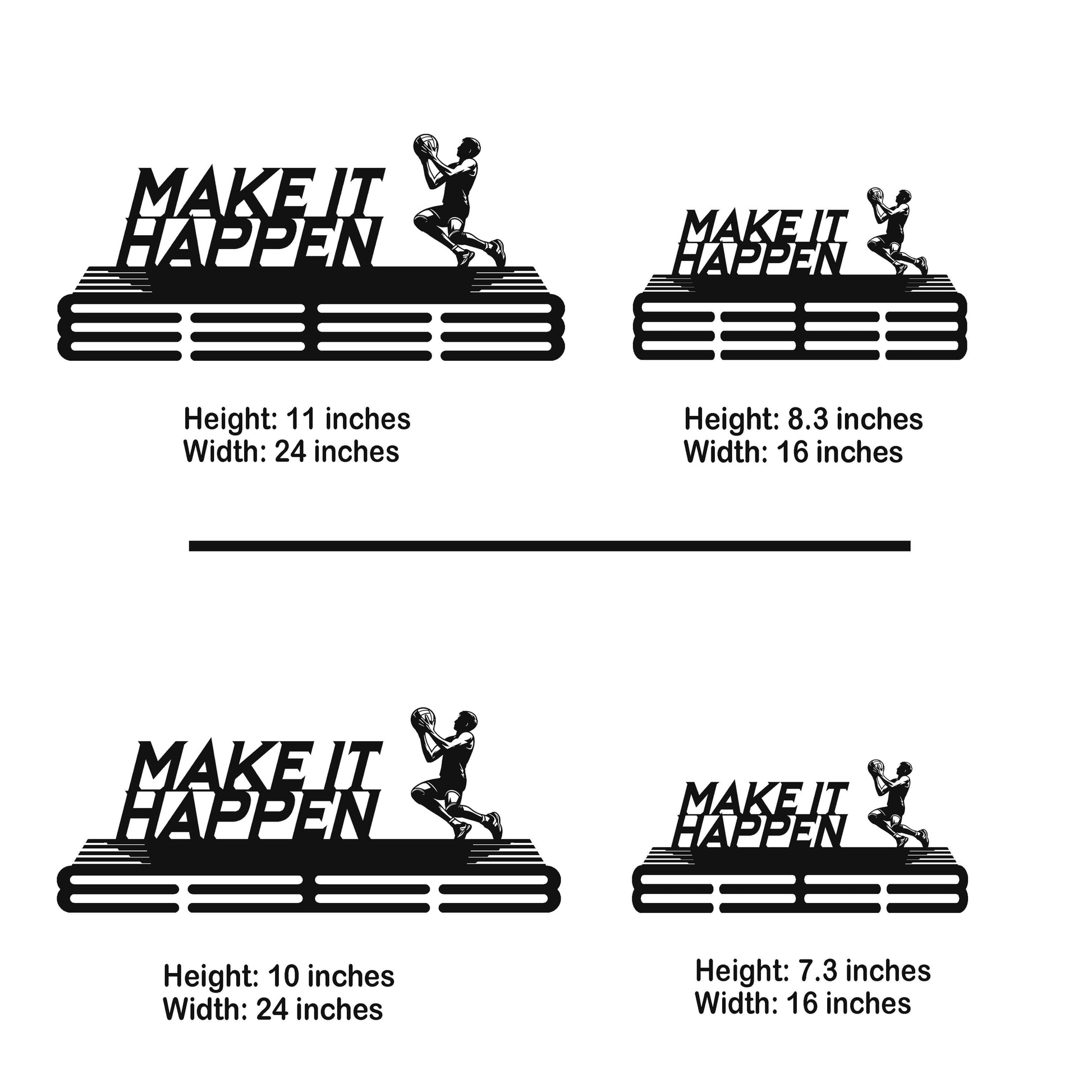 Make it Happen Basketball Medal Display Rack – Stainless Steel Personalized Medal Hanger for Basketball Players - Champion Hanger