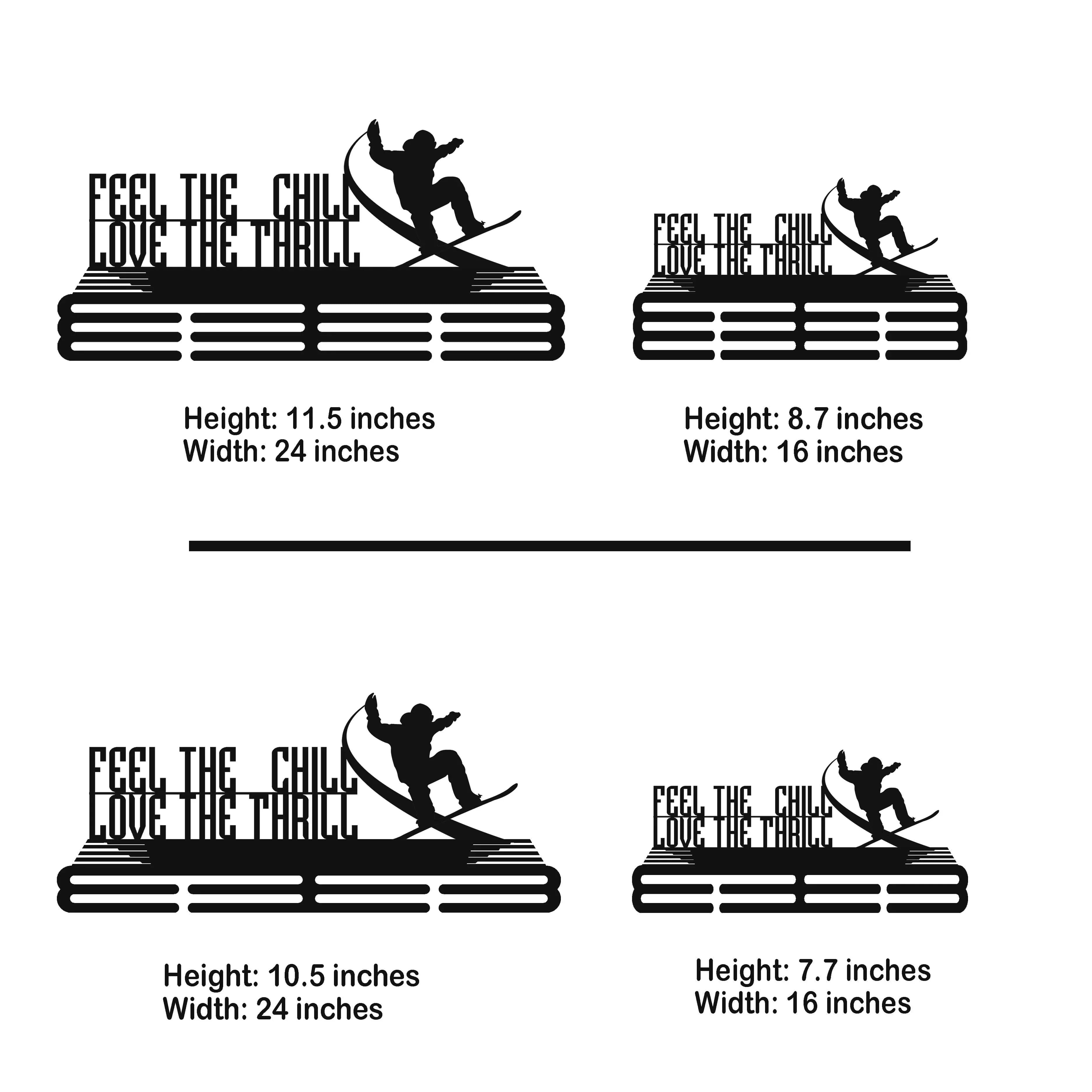 Stainless Steel Snowboarding Medal Hanger – “Feel The Chill, Love The Thrill” | Personalized Snowboard Medal Holder | ChampionHanger - Champion Hanger