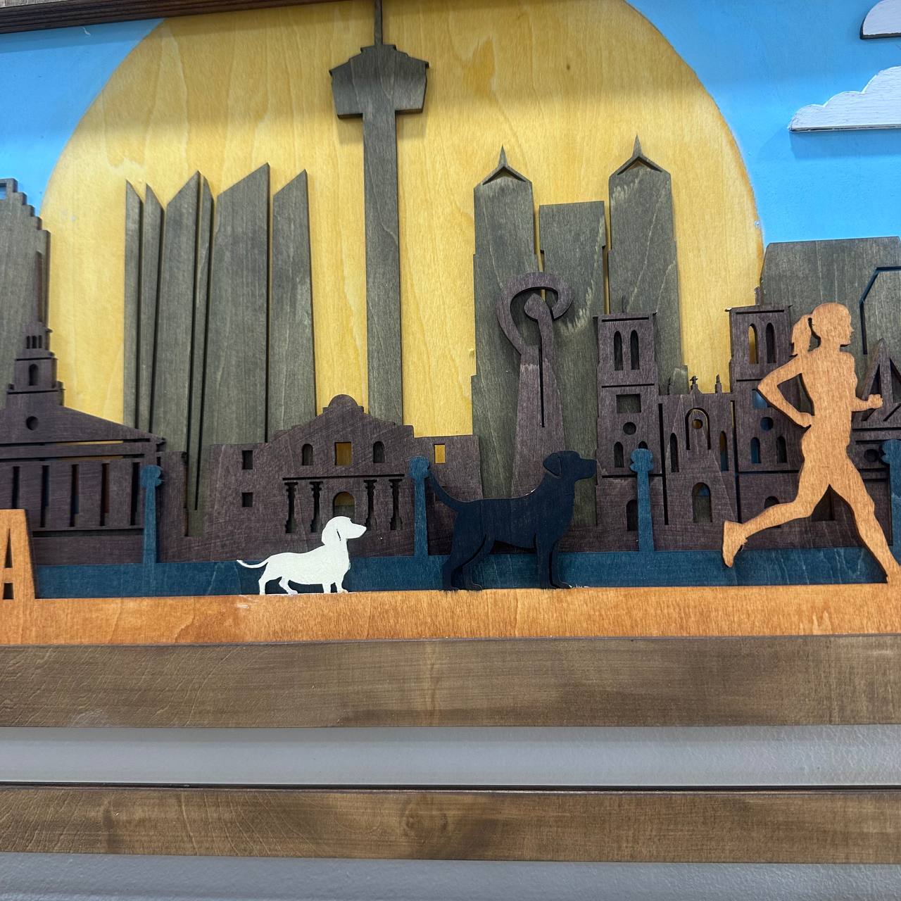 Custom Wooden Medal Hanger for Runners & Cyclists | San Antonio City Design | Personalized Display by ChampionHanger