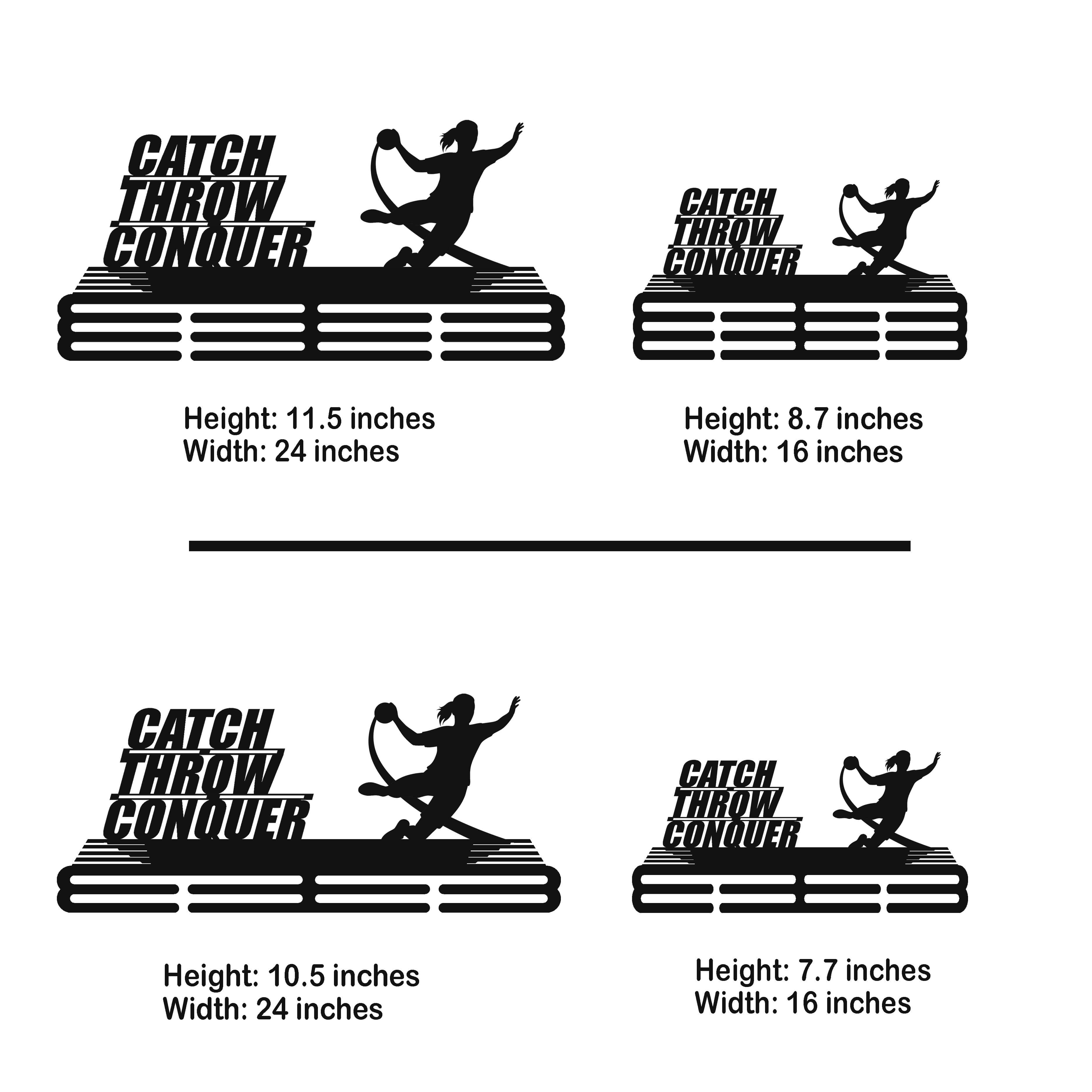 Personalized Handball Medal Hanger – Stainless Steel Medal Holder with Custom Name & “Catch Throw Conquer” Quote | ChampionHanger