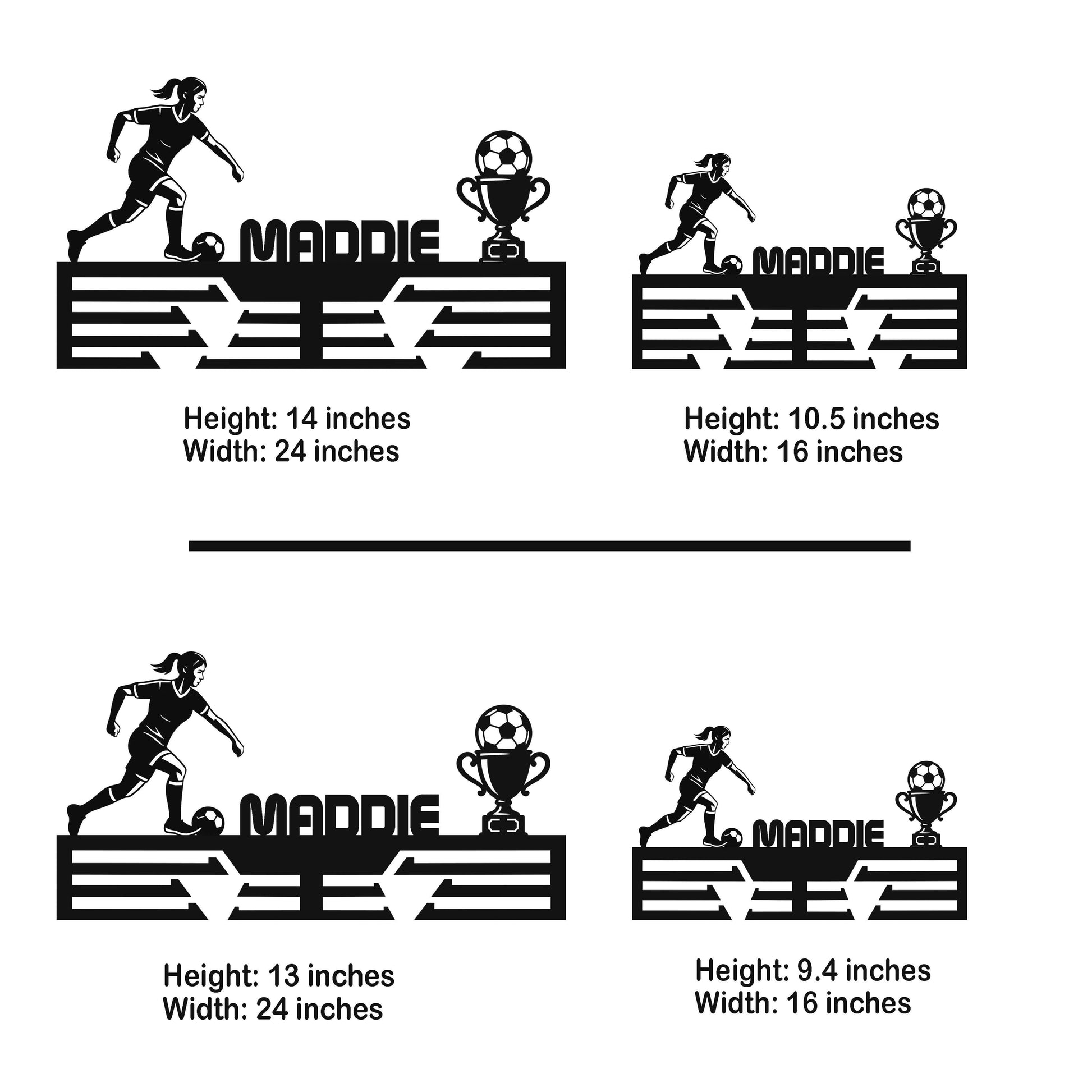 Personalized Soccer Medal Rack – Durable Stainless Steel Wall Display Holder for Medals & Awards - Champion Hanger
