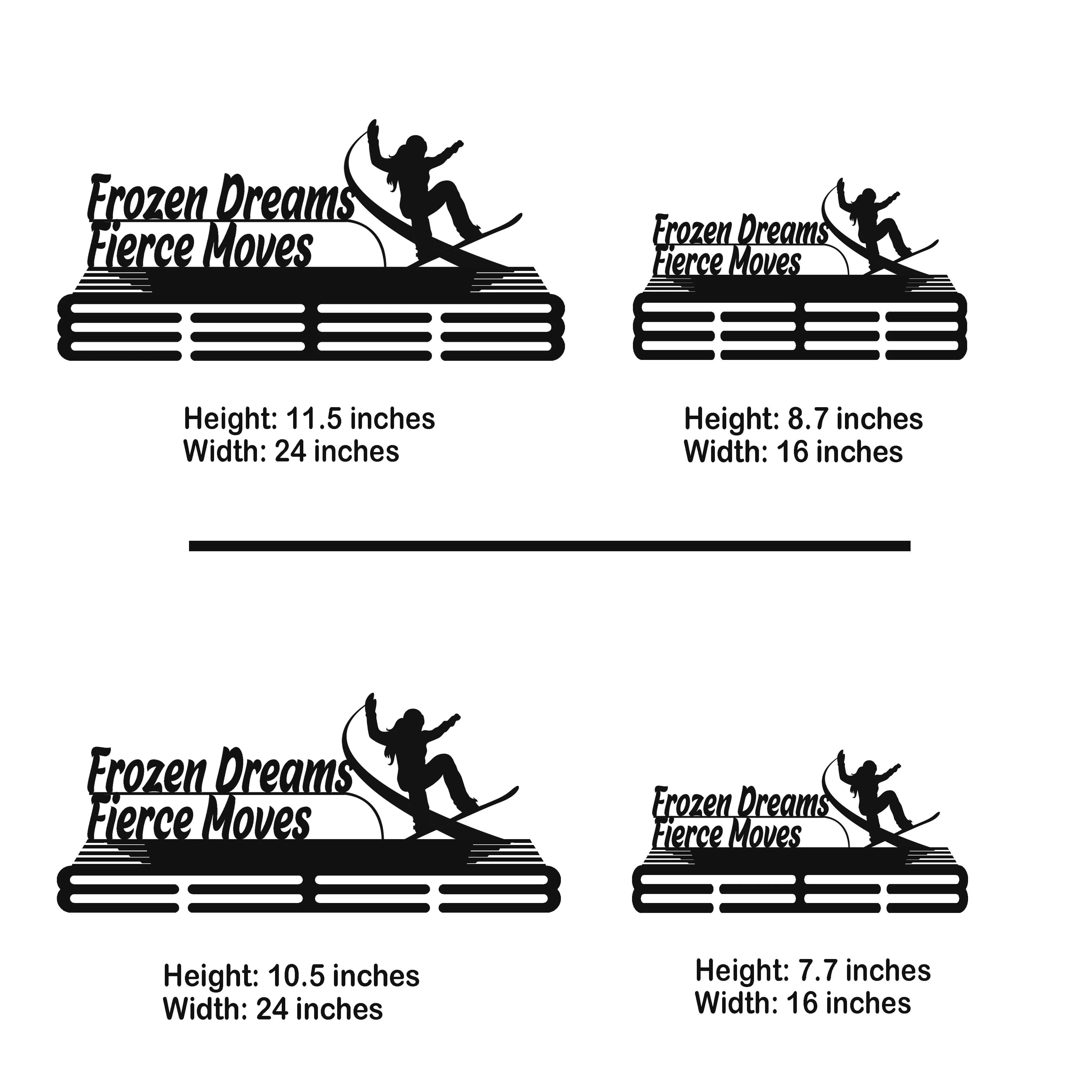 Personalized Snowboard Medal Hanger – Stainless Steel Display with “Frozen Dreams Fierce Moves” Quote | Custom Name Gift | ChampionHanger - Champion Hanger