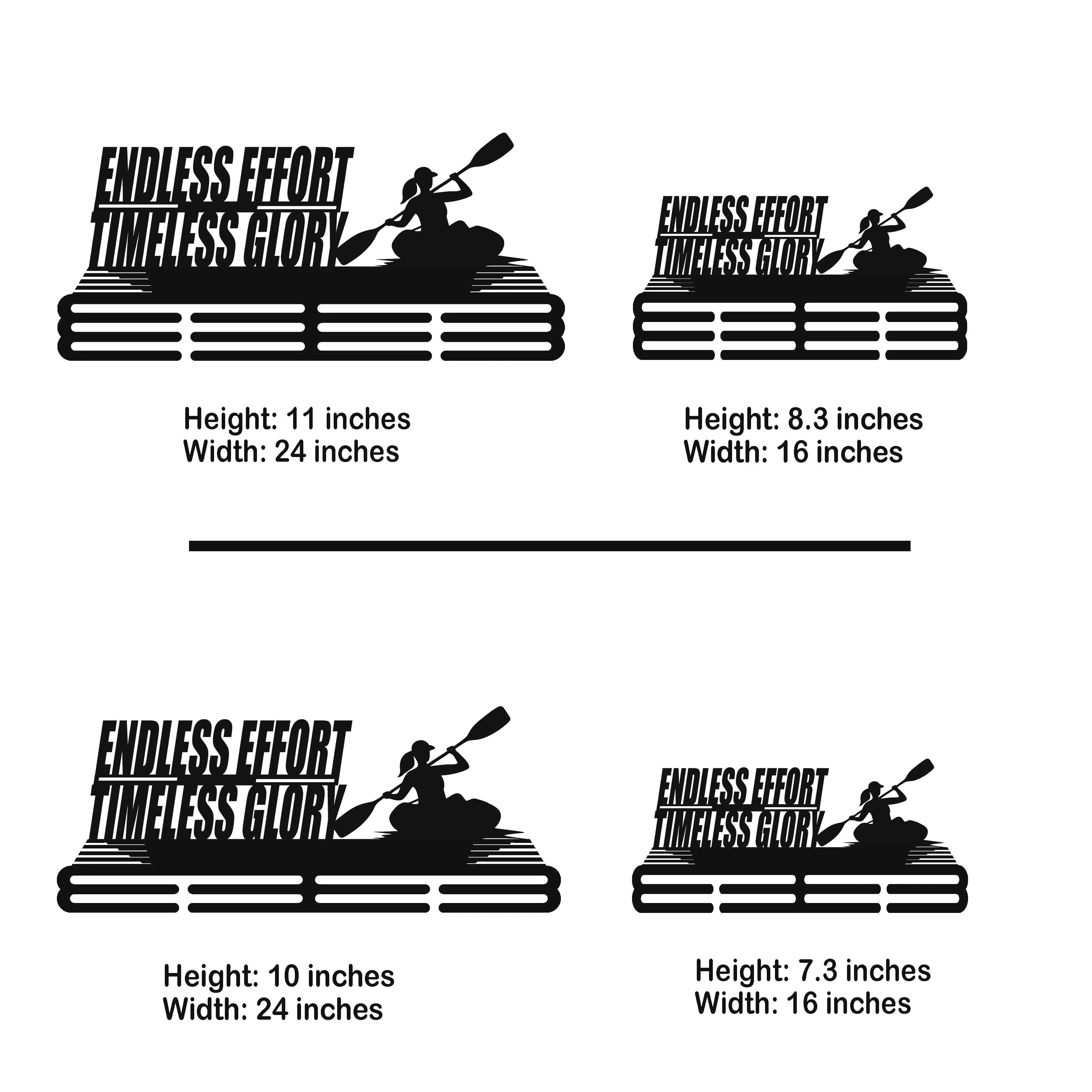 Personalized Stainless Steel Kayak Medal Hanger – Custom Medal Display Rack with Quote “Endless Effort Timeless Glory” | ChampionHanger - Champion Hanger