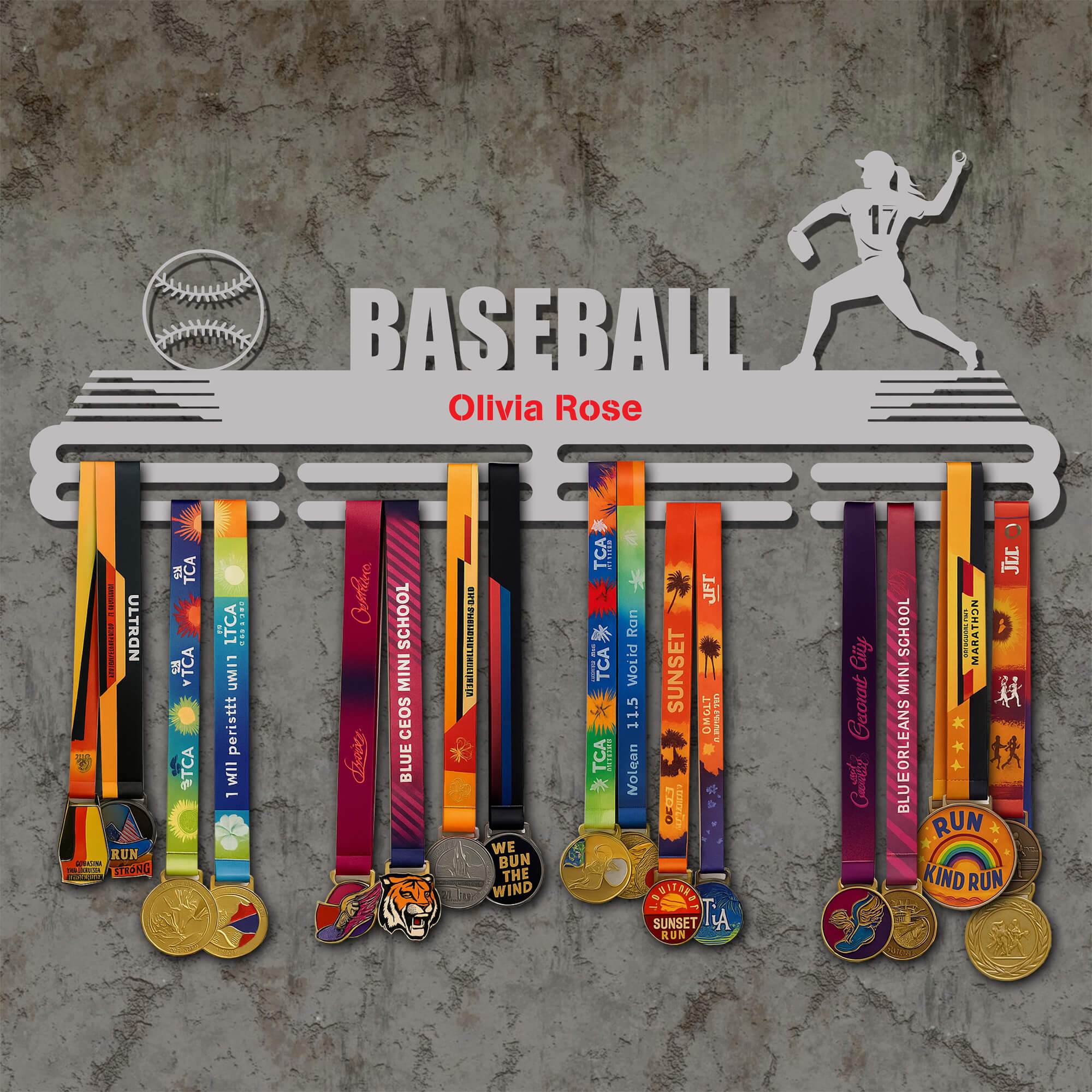 Pitcher Baseball Medal Display Rack – Sturdy Metal Hanger for Medals – Stainless Steel Display Rack - Champion Hanger