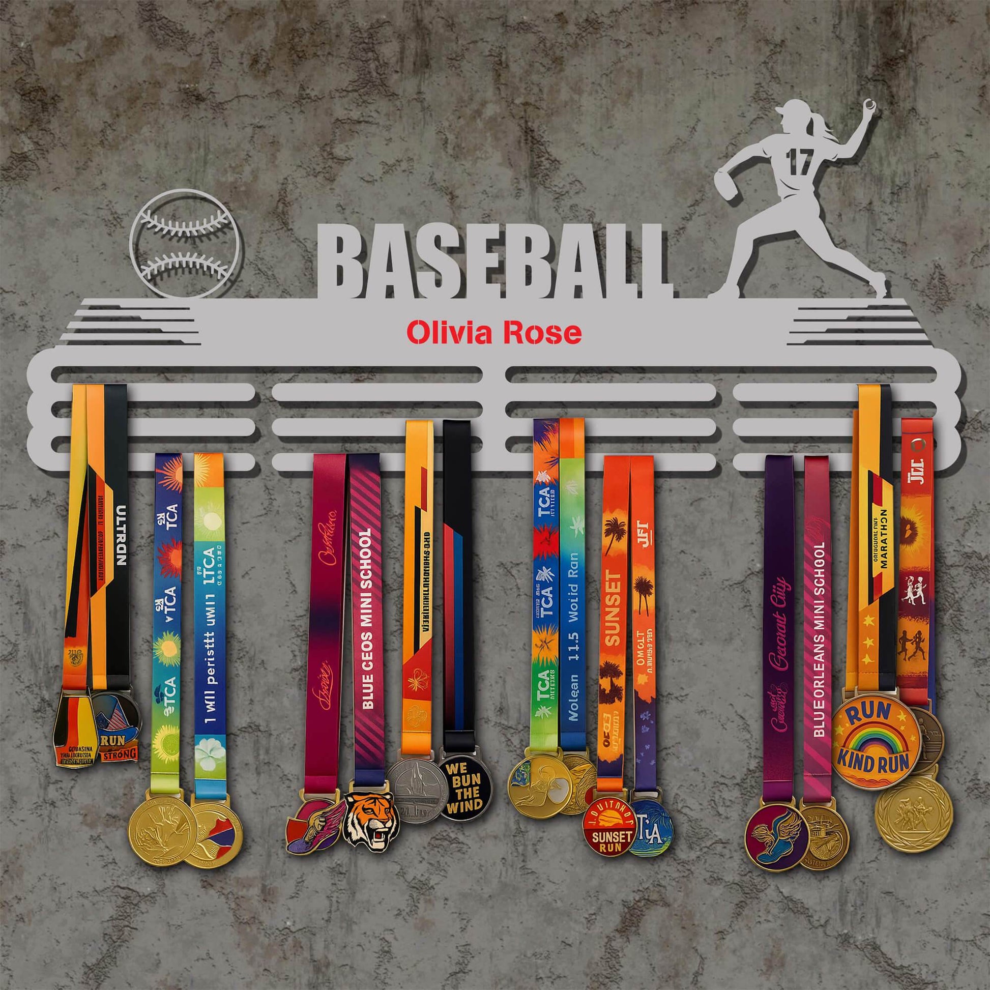 Pitcher Baseball Medal Display Rack – Sturdy Metal Hanger for Medals – Stainless Steel Display Rack - Champion Hanger